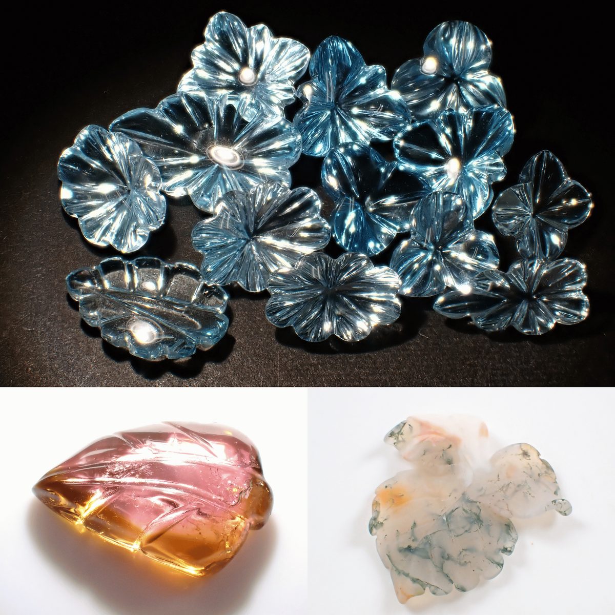 究極品質　輝く未来を象徴する守護石　虹煌めく幻のロシアンパールブルートパーズPT 15石限定》ジャイプール研磨 カービング宝石ガチャ