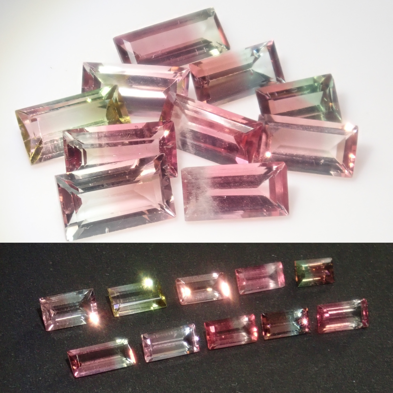 限定10石》ブラジル産バイカラートルマリン1石ルース（バゲットカット