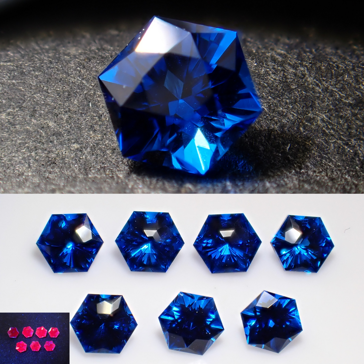 【11/1 22時販売】《限定7石》合成コバルトスピネル(サンジェ氏、ヘキサゴナルカット3mm)《複数購入割引有》