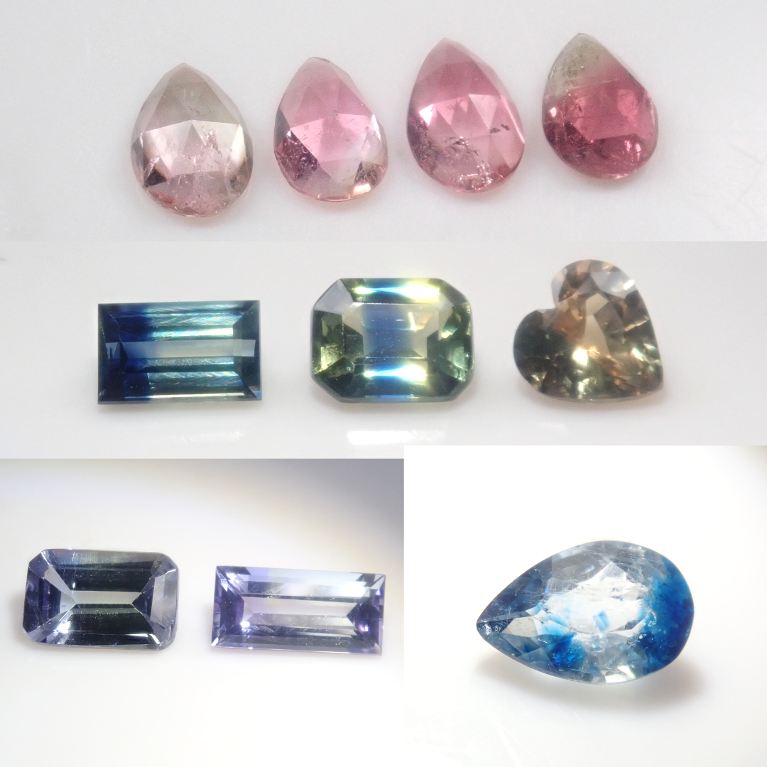 【1/2 22時販売】《限定11石》バイカラーガチャ(ジンバブエ産バイカラーユークレース、バイカラーサファイア、バイカラーゾイサイト含む)《複数購入割引有》