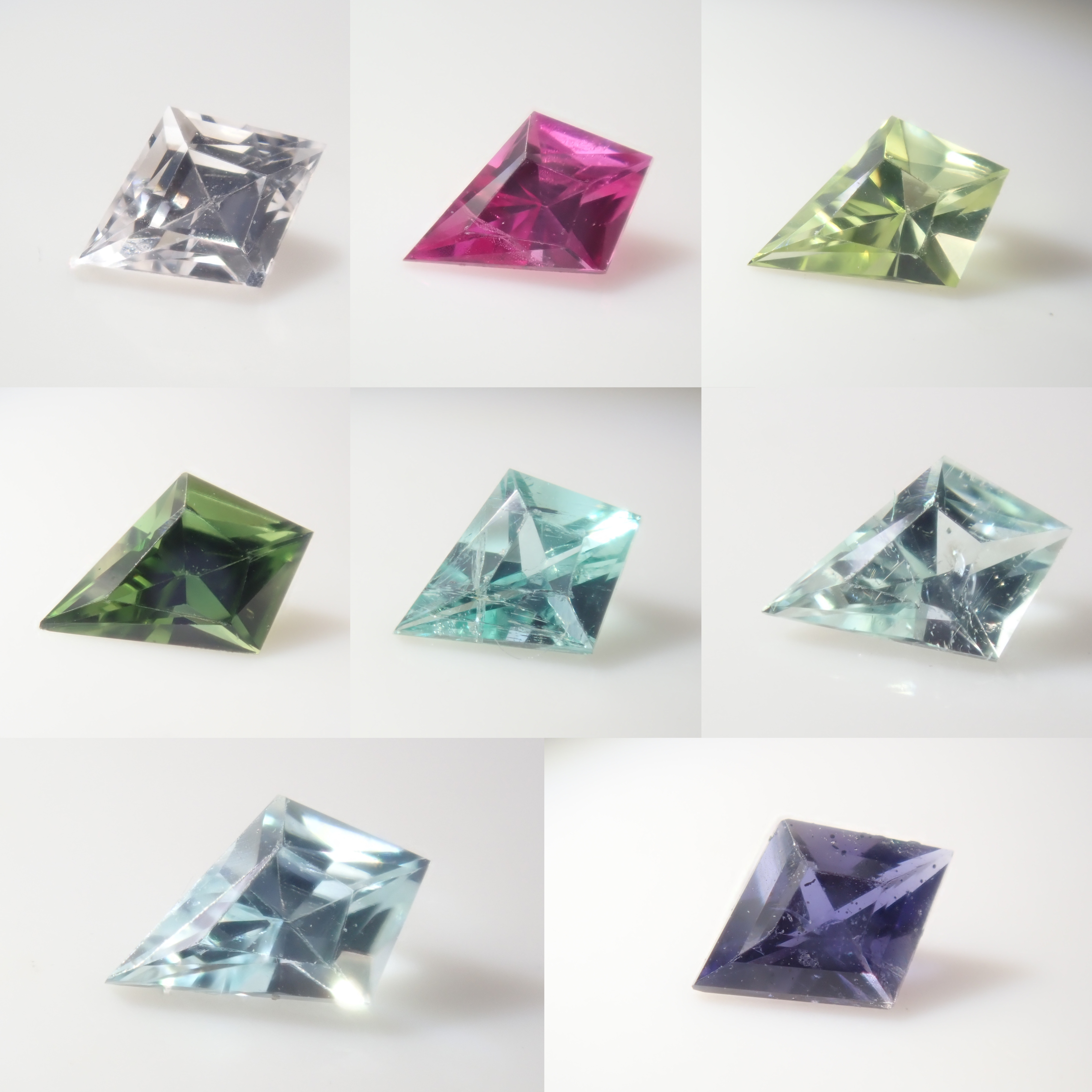 【9/13 22時販売】《限定8石》ミニカイトカット1石ルース(パライバトルマリン2石含む、グリーンベリル、ルビー、ペリドットなど)《複数購入割引有》