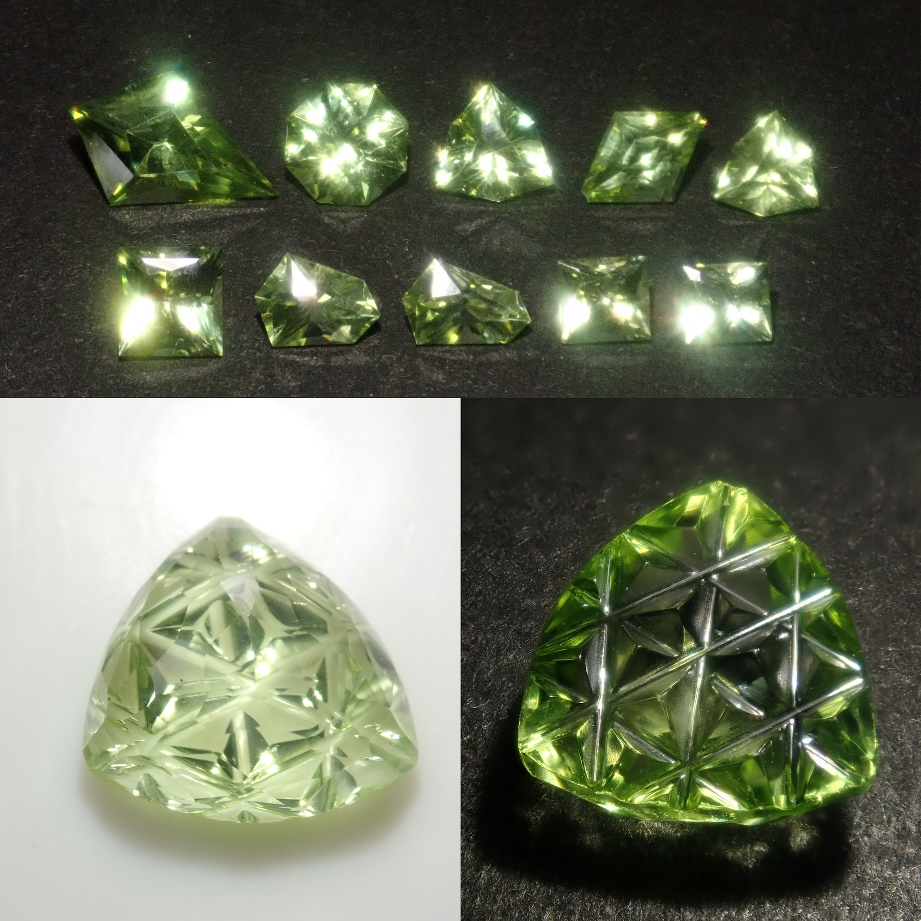 【4/4 22時販売】《限定11石》甲州貴石切子plusthreeペリドット(リリーパット有)含むサンジェ氏カットのペリドットガチャ《複数購入割引有》