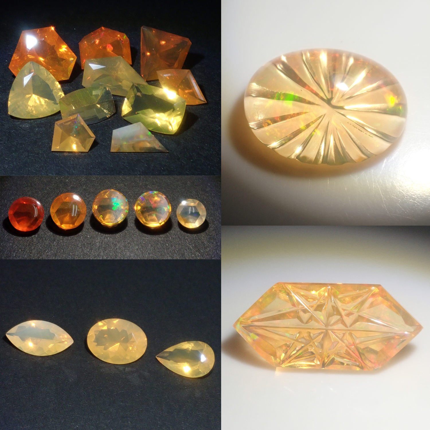 限定20石》甲州貴石切子のファイアオパール2石含むファイアオパール