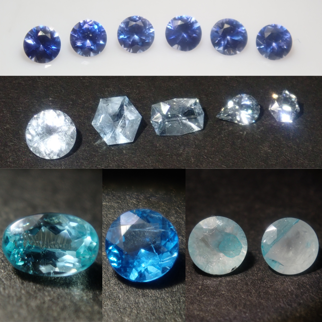 【12/31 22時販売】《限定15石》ブルー石ガチャ(ブラジル産パライバトルマリン0.157ct・ドイツ産アウイナイト3.5mm・トップクオリティのベニトアイト・パライバトルマリンインクォーツ4.5mm・カスタムカットのアクアマリン)《複数購入割引有》