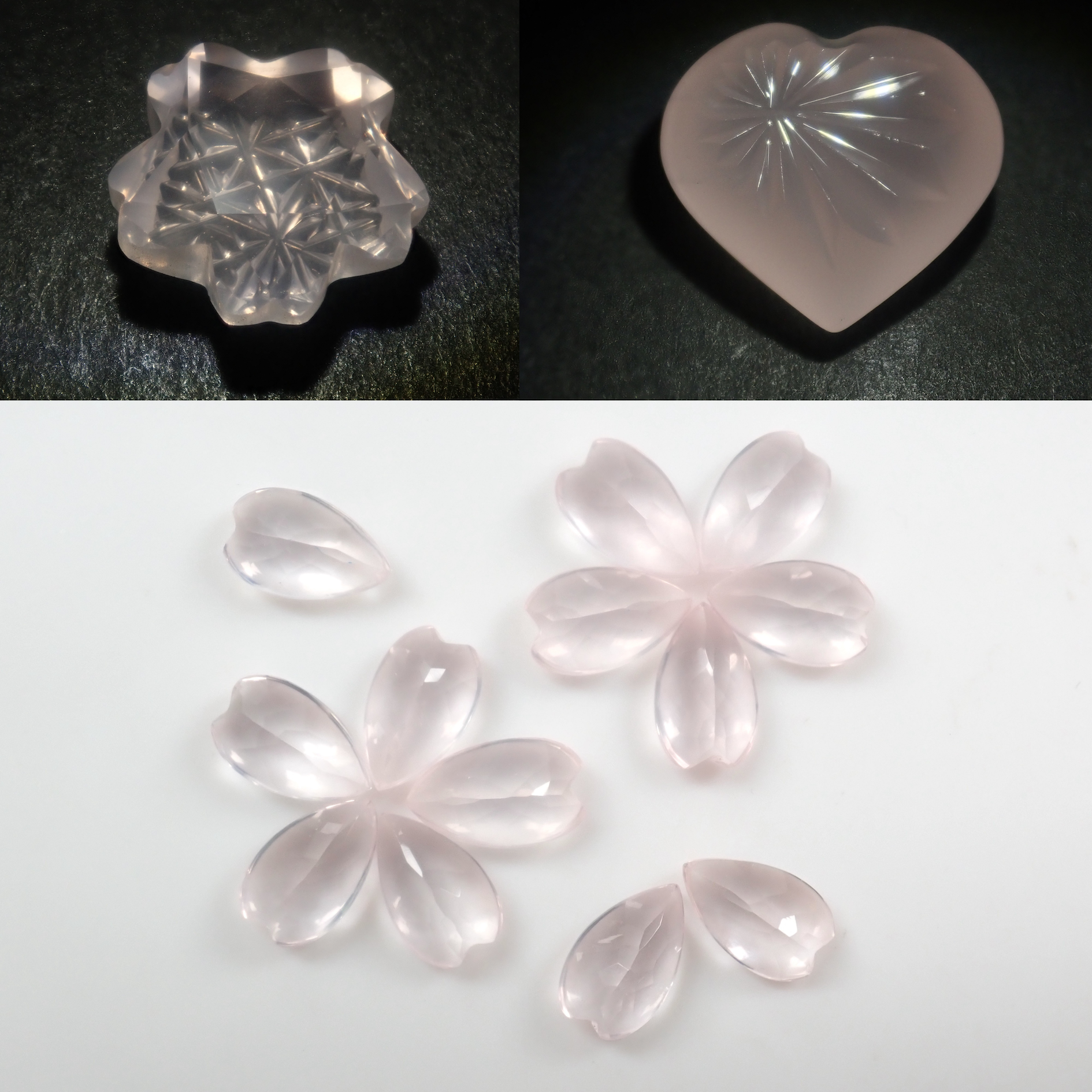【8/30 22時販売】《限定15石》甲州貴石切子plusthreeローズクォーツ2石・フローラドロップカットを必ず含むローズクォーツガチャ(おまけで山本氏ローズクォーツ)《複数購入割引有》