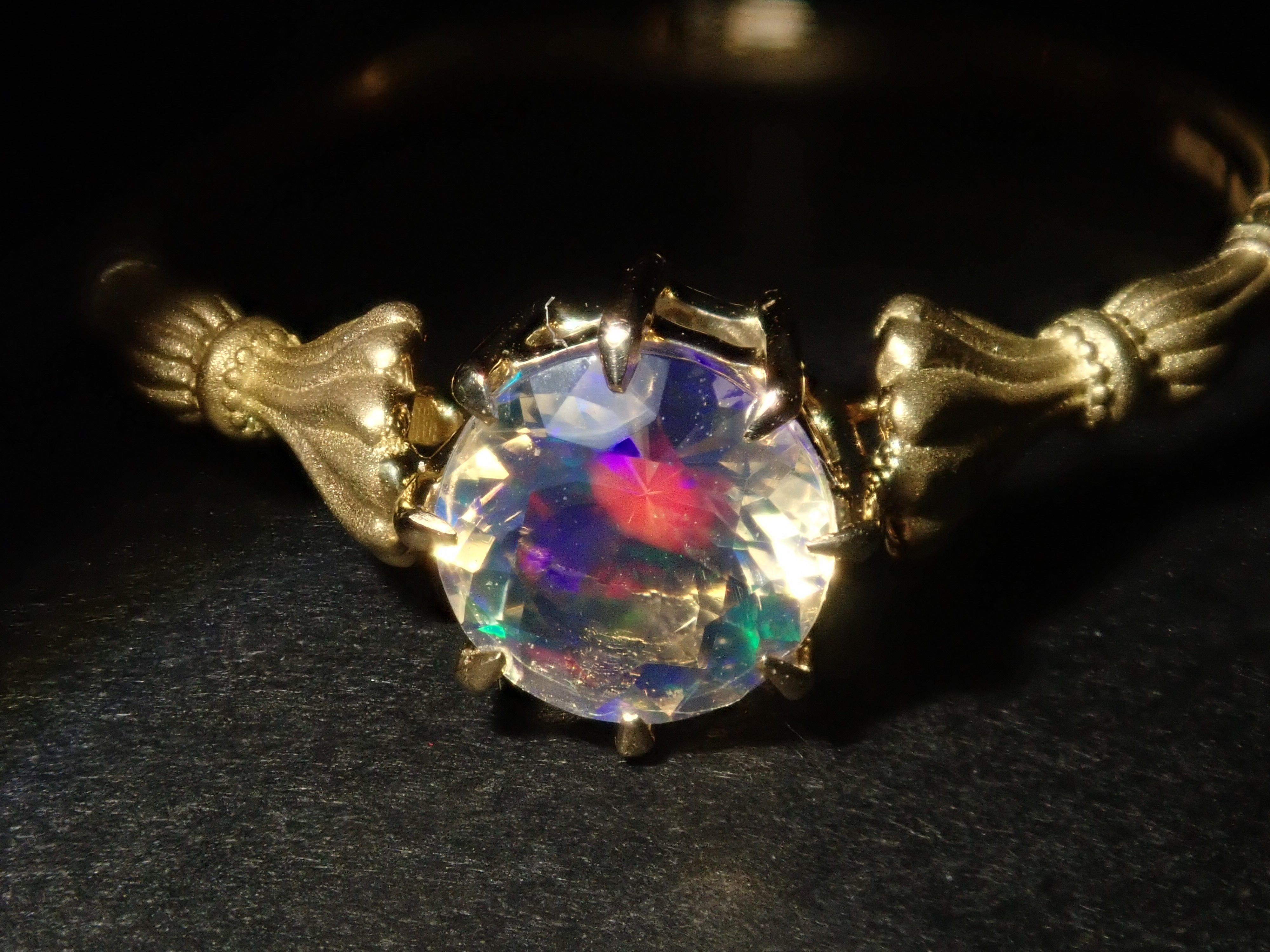 K18YG ウォーターオパール(ファセットカット) 0.358ct リング