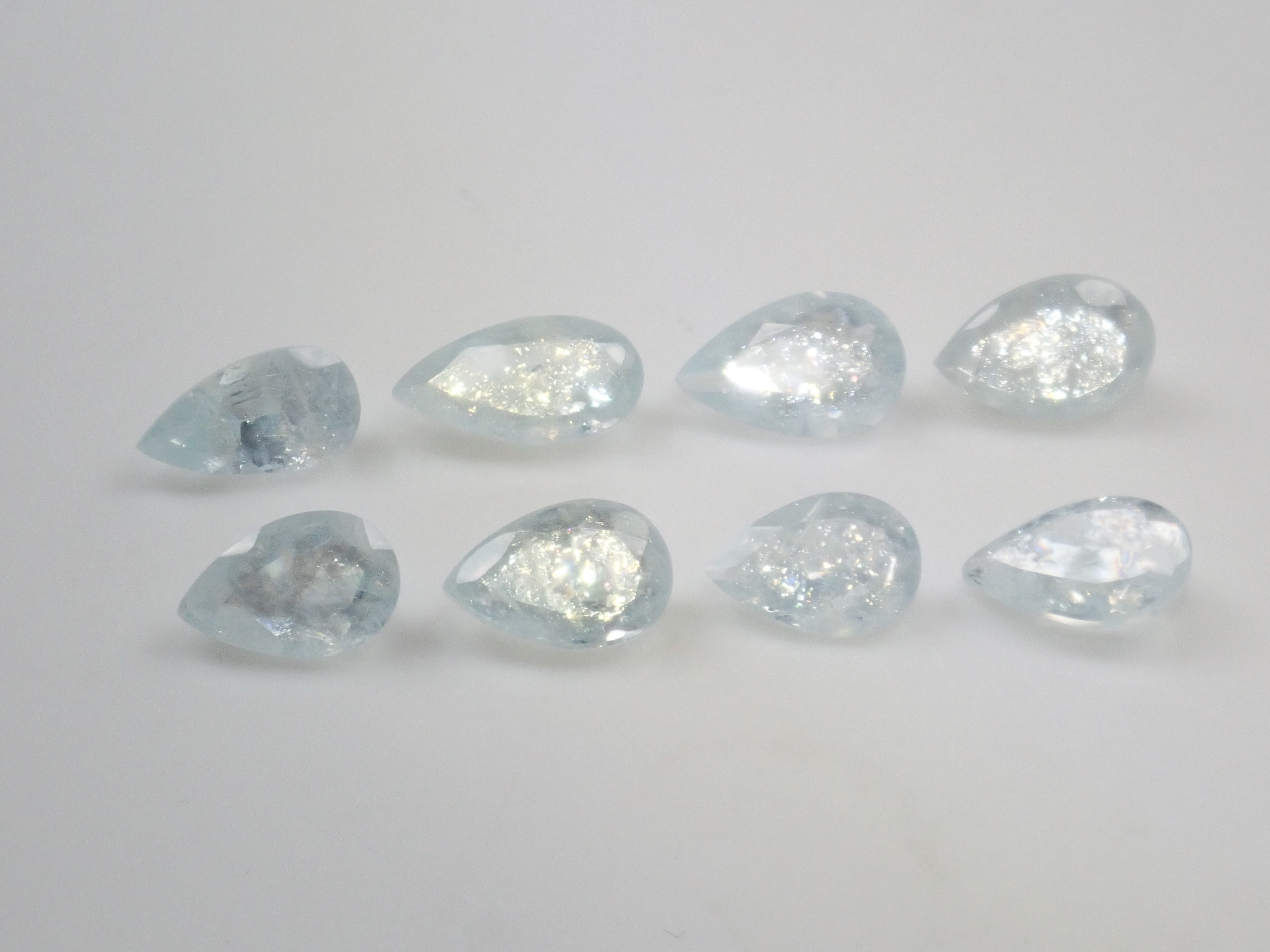 【8/30 22時販売】《限定8石》ブラジル産レインボーアクアマリン1石ルース(平均0.9ct,ペアシェイプカット)《複数購入割引有》