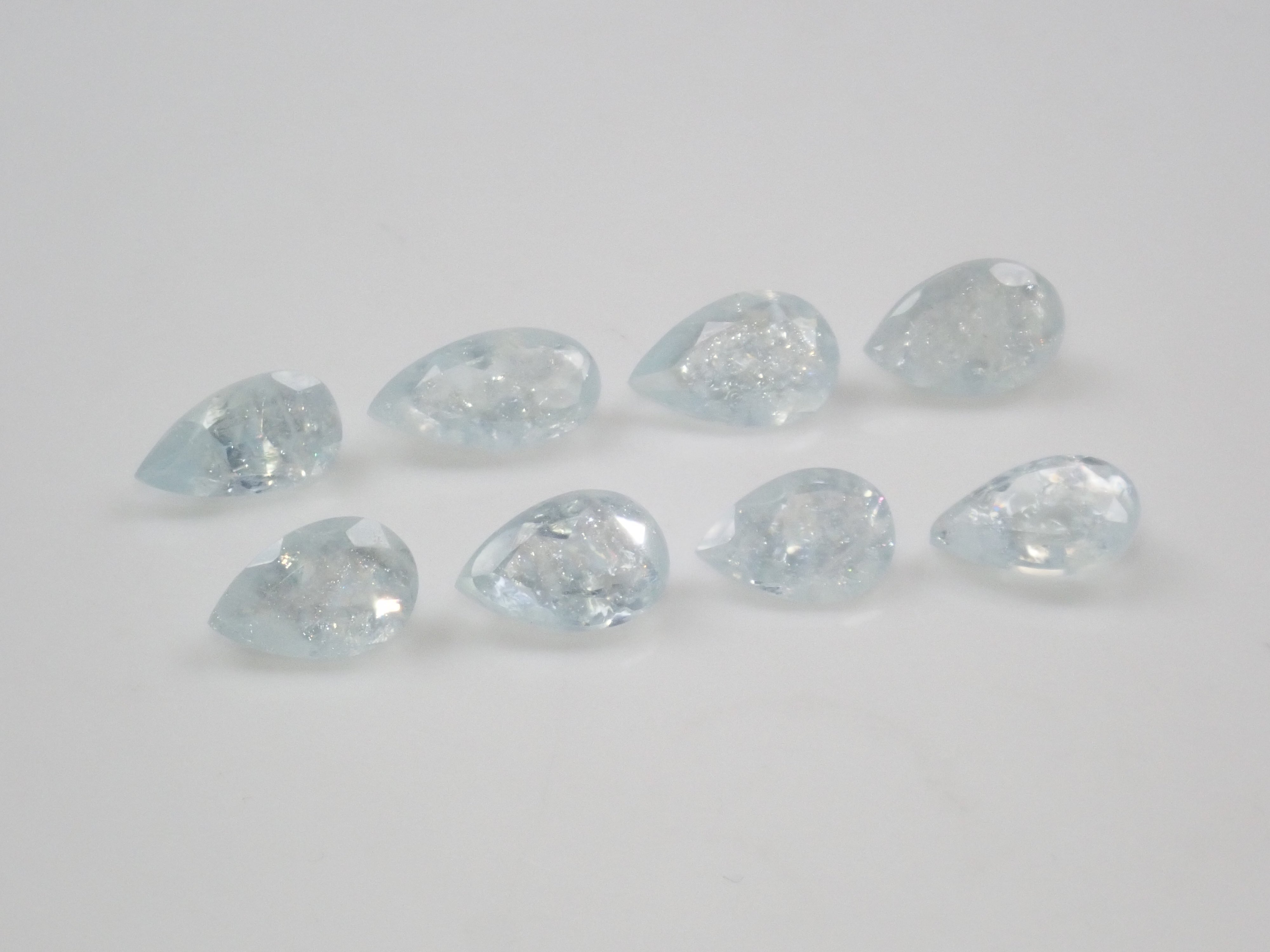 【8/30 22時販売】《限定8石》ブラジル産レインボーアクアマリン1石ルース(平均0.9ct,ペアシェイプカット)《複数購入割引有》