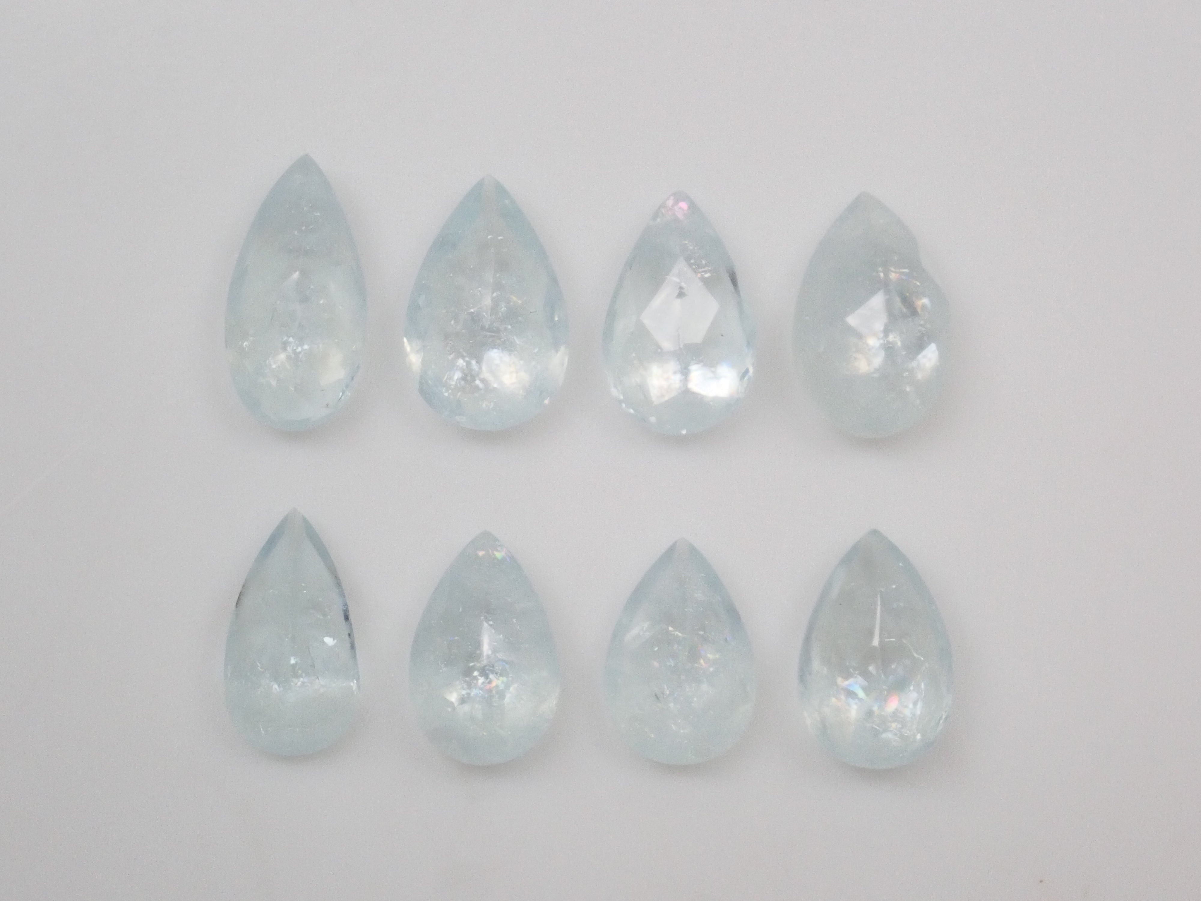【8/30 22時販売】《限定8石》ブラジル産レインボーアクアマリン1石ルース(平均0.9ct,ペアシェイプカット)《複数購入割引有》