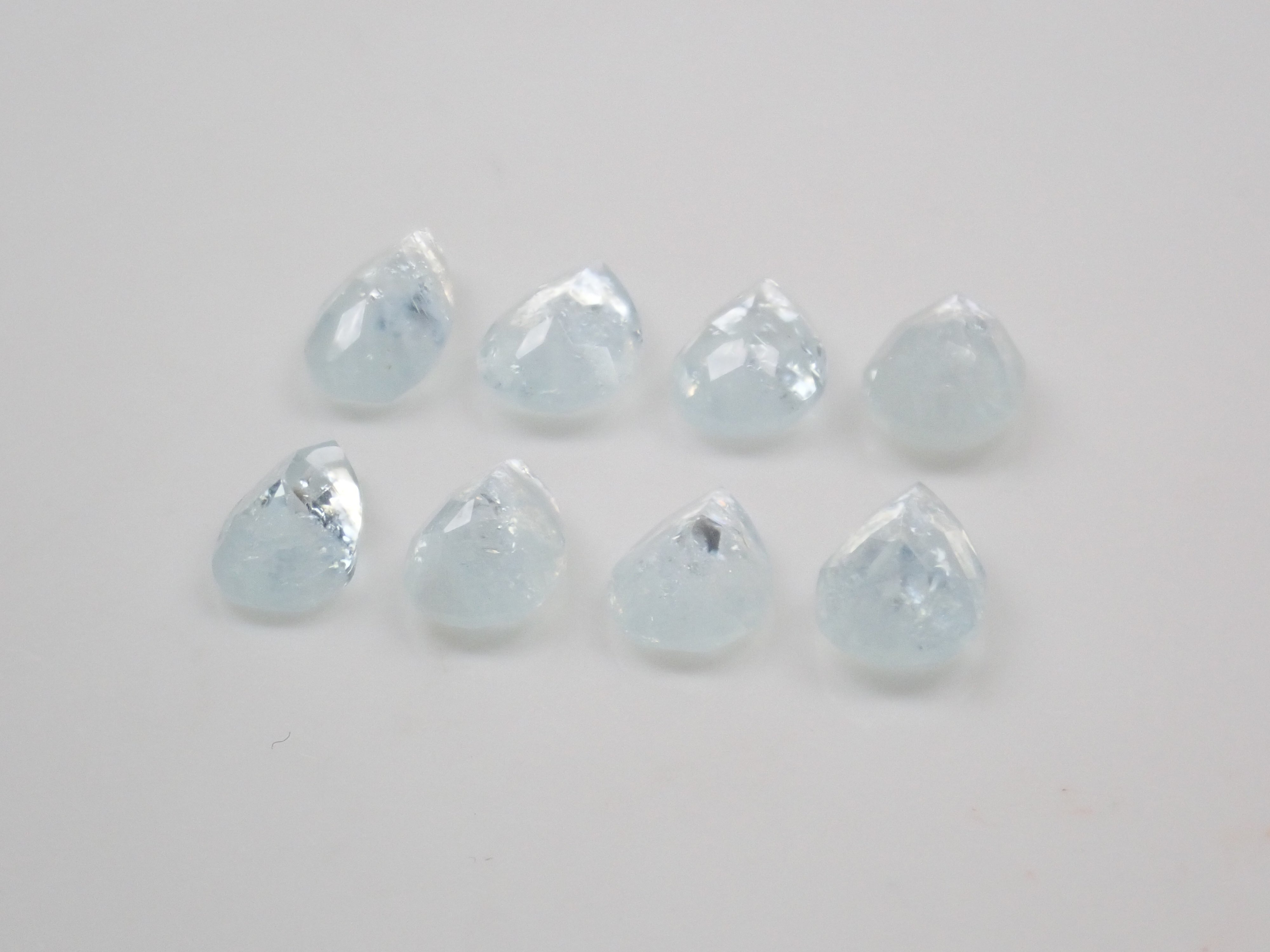 【8/30 22時販売】《限定8石》ブラジル産レインボーアクアマリン1石ルース(平均0.9ct,ペアシェイプカット)《複数購入割引有》