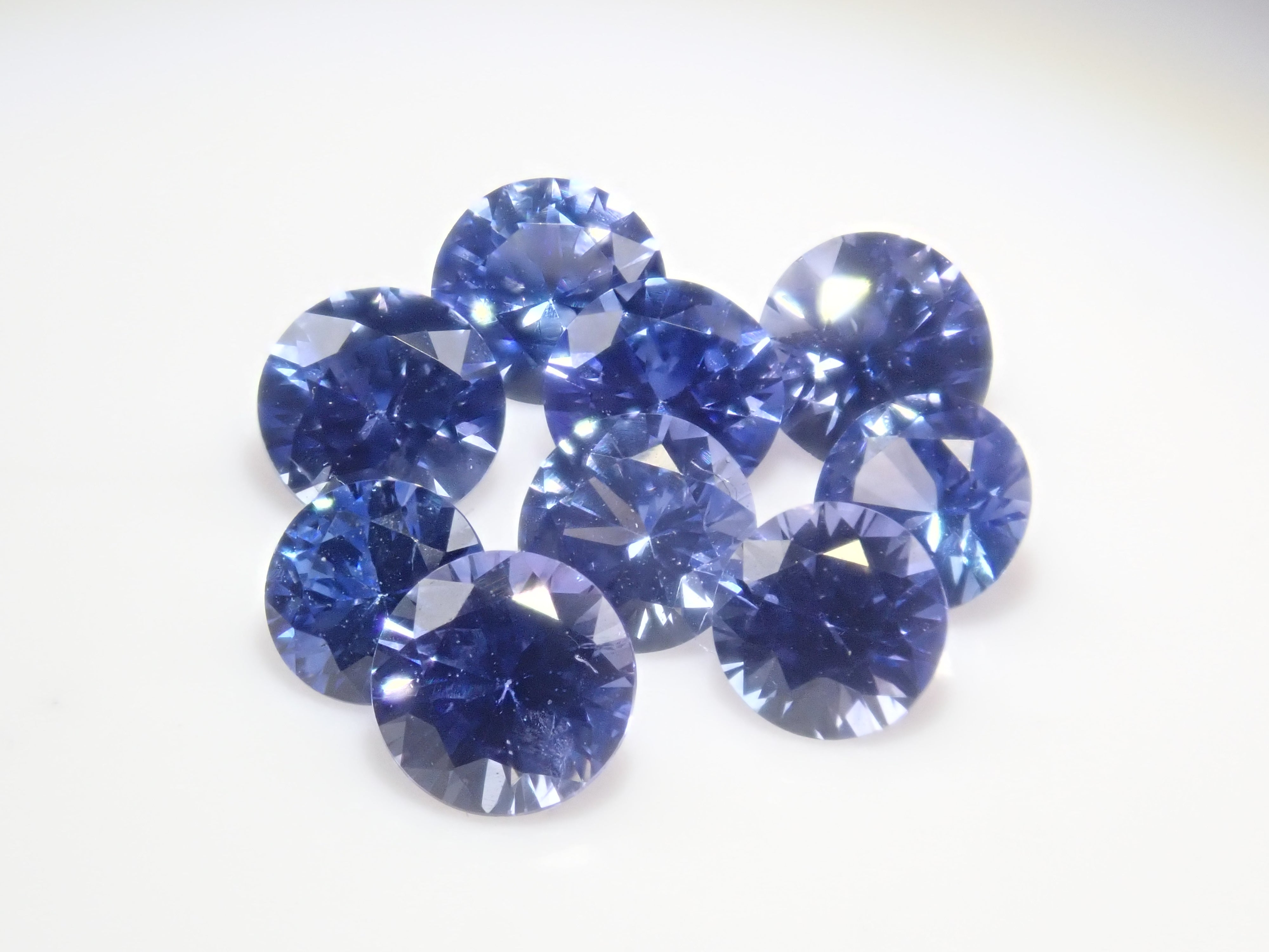 《限定9セット》スリランカ産サファイア(3.0-3.5mm,ラウンドカット)・スリランカ産グラスボディ2石セット《複数購入割引有り》