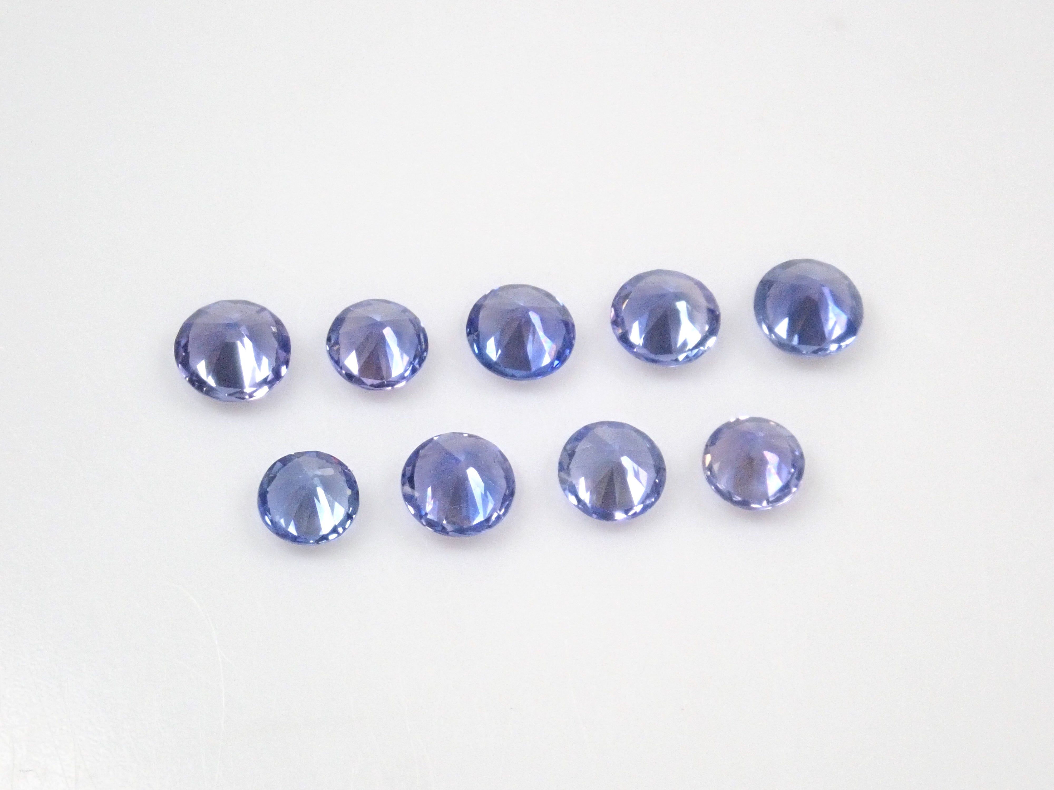 《限定9セット》スリランカ産サファイア(3.0-3.5mm,ラウンドカット)・スリランカ産グラスボディ2石セット《複数購入割引有り》