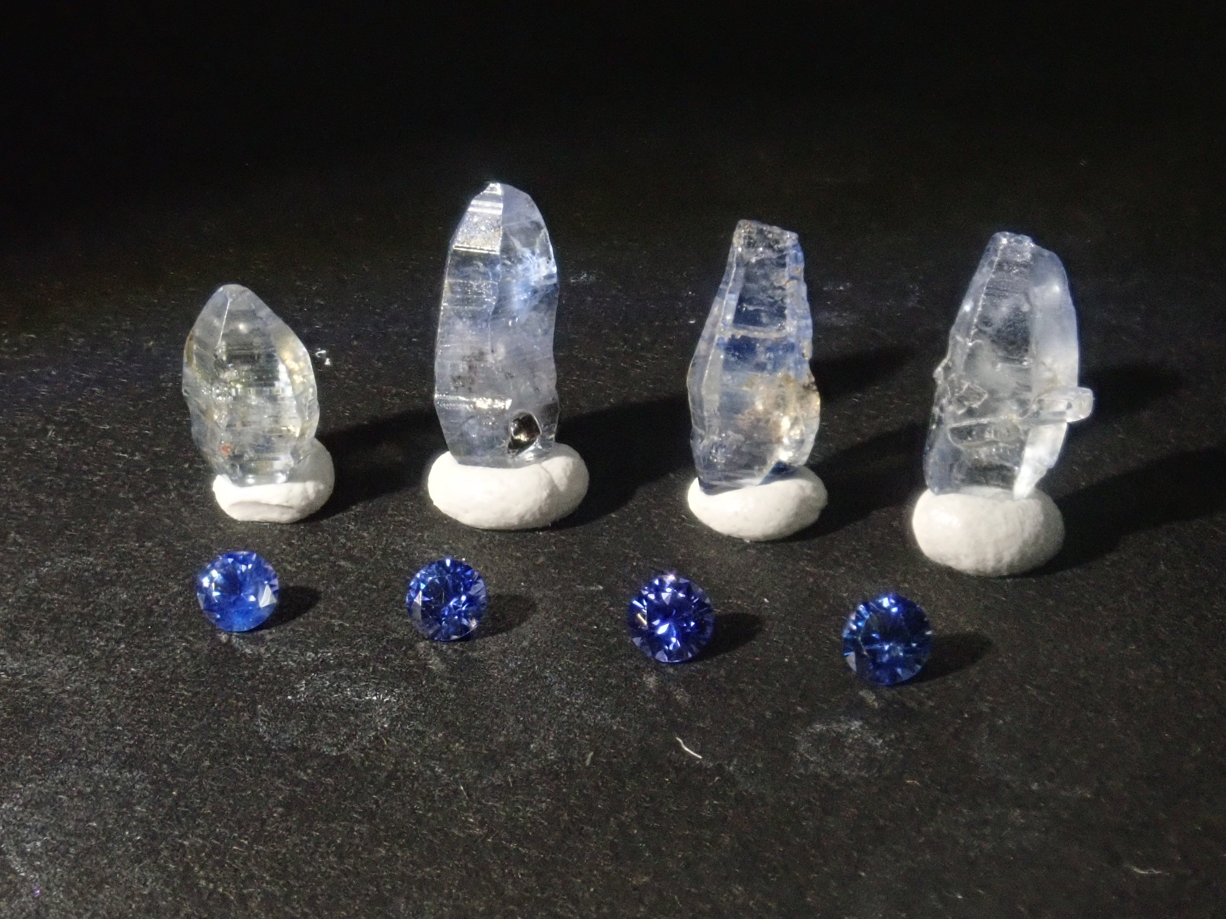 Limited to 4 sets: Sri Lankan sapphire (2.5mm, round cut) and Sri Lankan glass body set of 2 stones. Discounts available for multiple purchases.