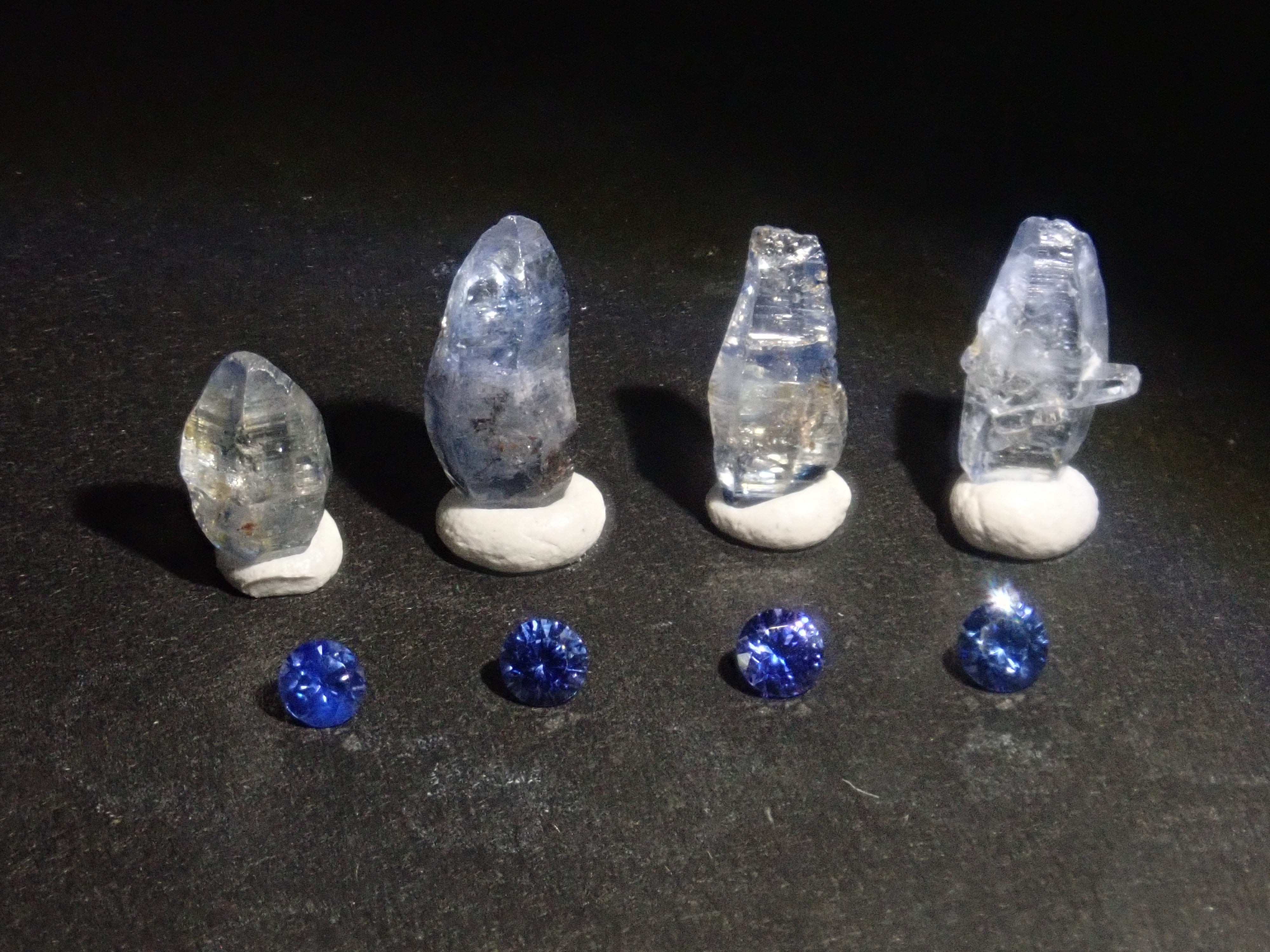 Limited to 4 sets: Sri Lankan sapphire (2.5mm, round cut) and Sri Lankan glass body set of 2 stones. Discounts available for multiple purchases.