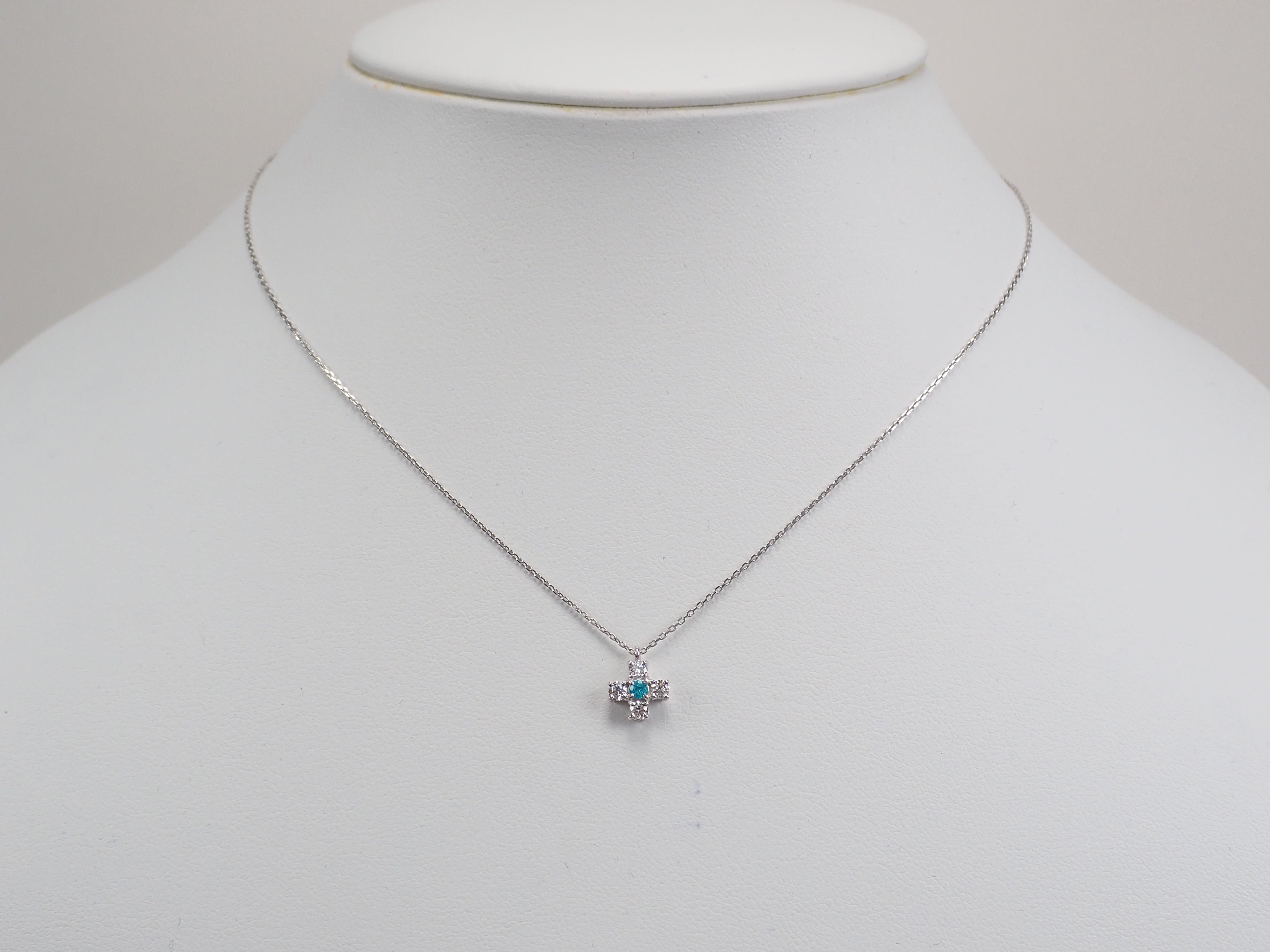 Pt900/Pt850 ブラジル産パライバトルマリン 0.043ct ペンダント(ネックレス)
