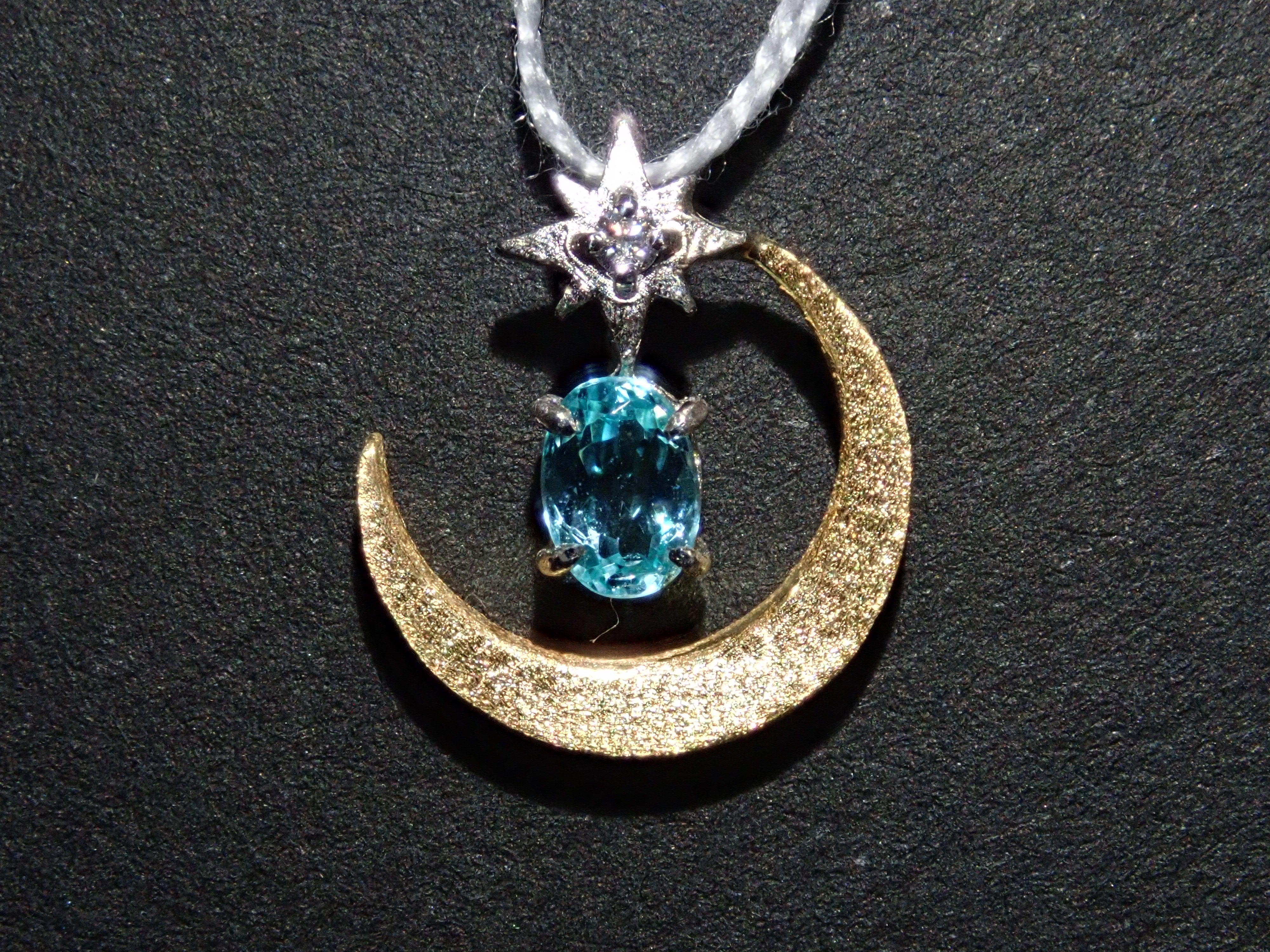 【1/12 22時販売】K18/Pt950 ブラジル産パライバトルマリン・ダイヤモンドペンダントトップ(ネックレストップ)