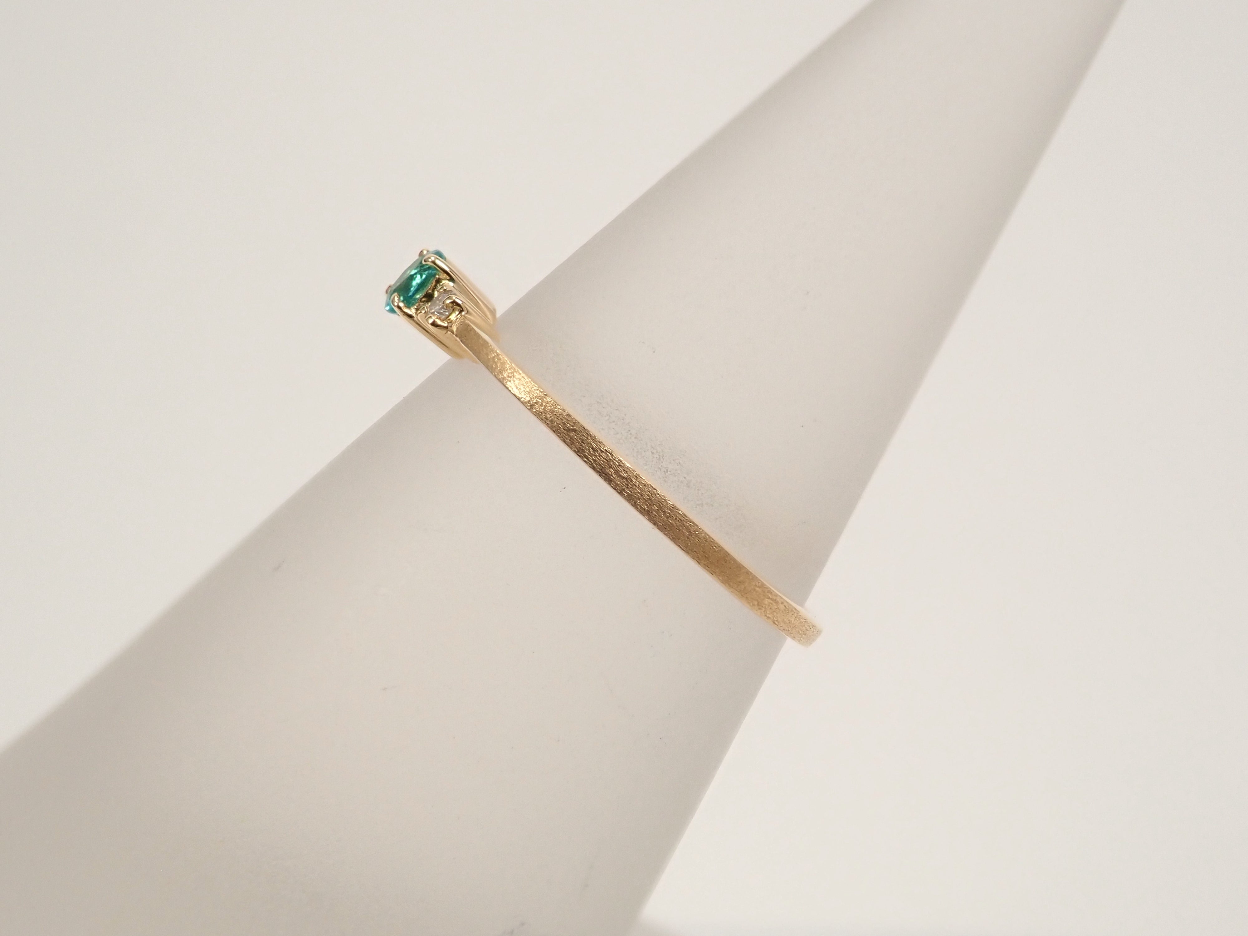 【1/12 22時販売】K18YGブラジル産パライバトルマリン 0.048ctダイヤモンドピンキーリング(CuO:1.7%,MnO:2.2% )