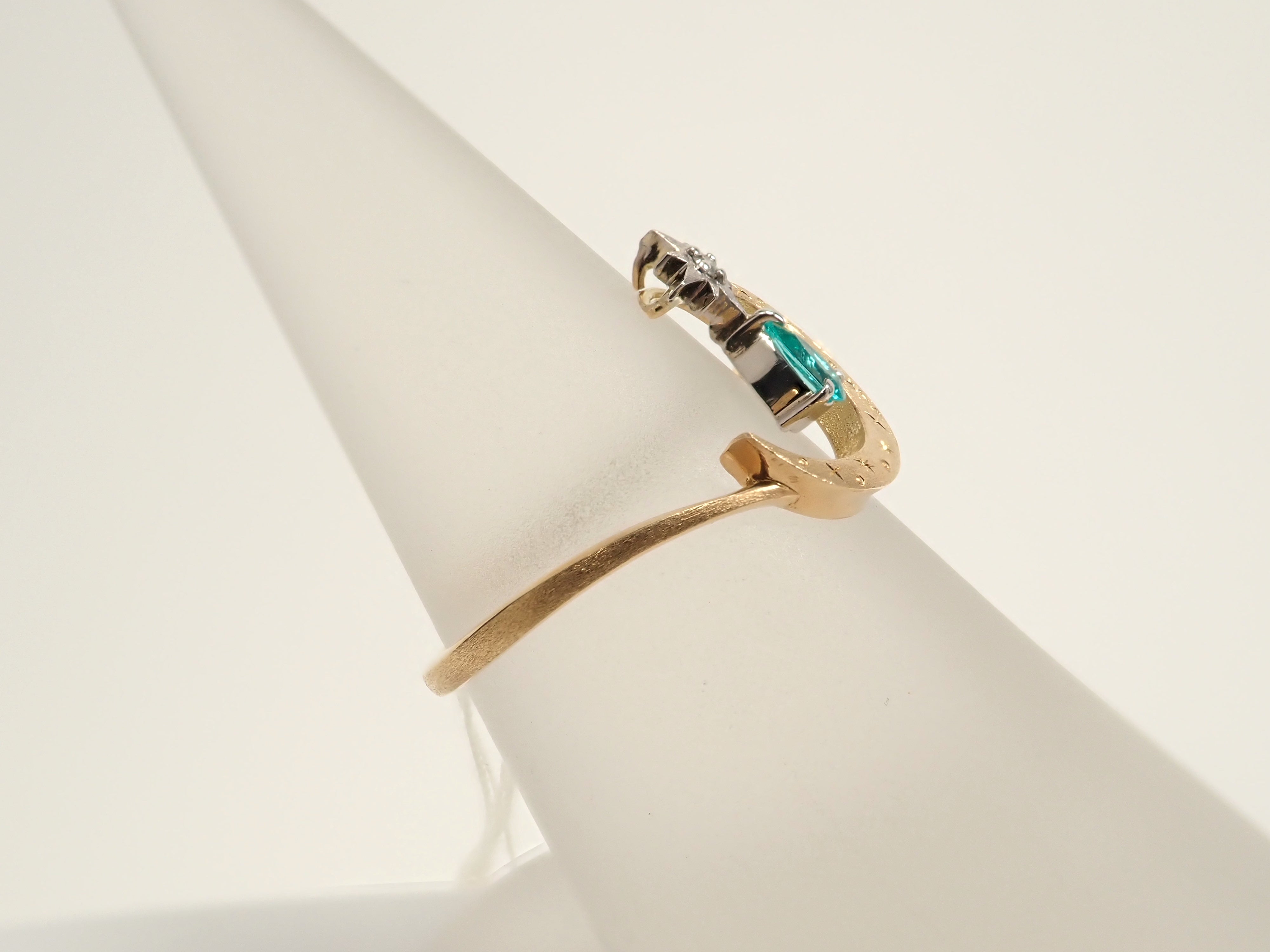 【1/12 22時販売】K18/Pt950 ブラジル産パライバトルマリン 0.071ct・ダイヤモンド リング(K18YG,CuO:1.9%,MnO:2.2%)