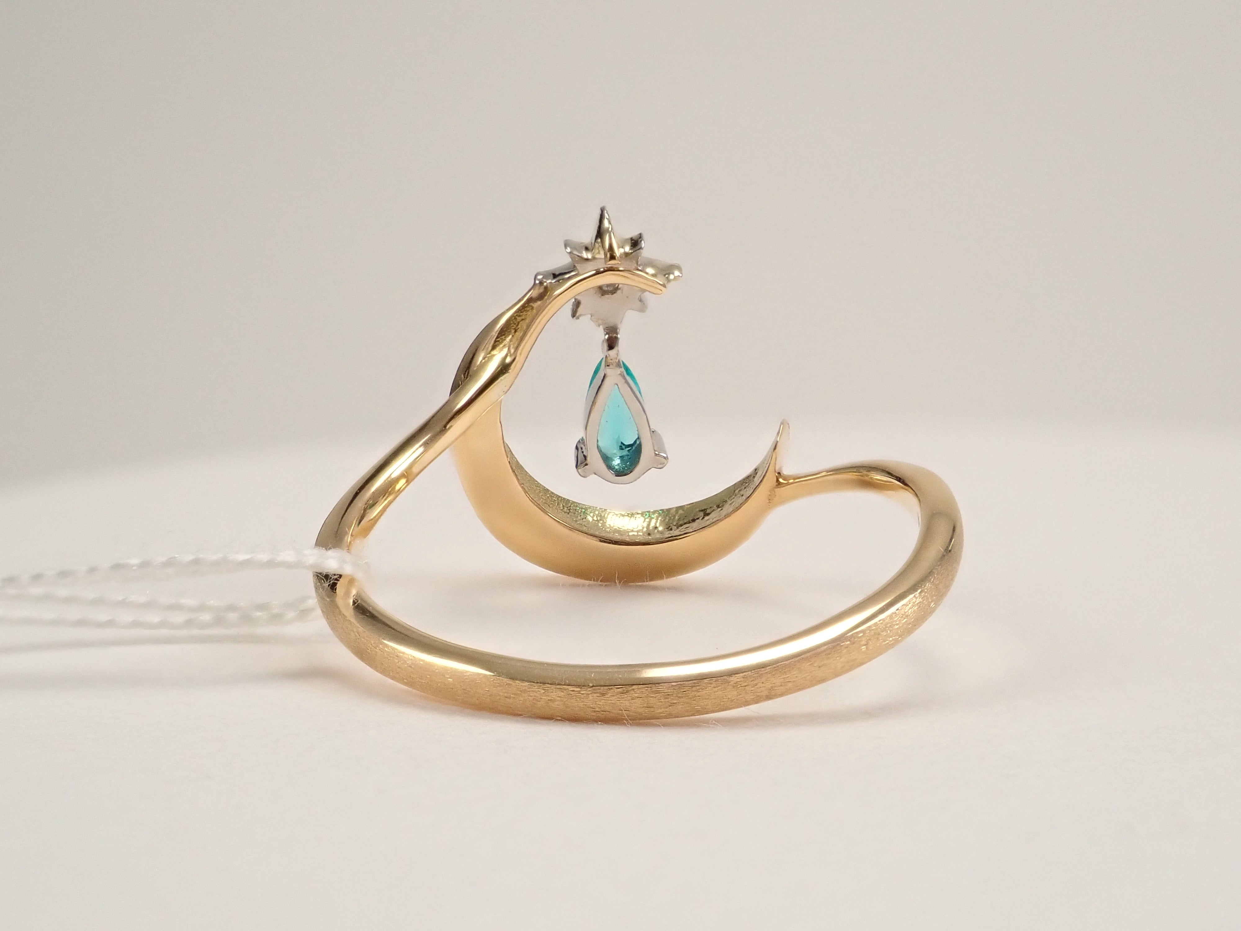 【1/12 22時販売】K18/Pt950 ブラジル産パライバトルマリン 0.071ct・ダイヤモンド リング(K18YG,CuO:1.9%,MnO:2.2%)