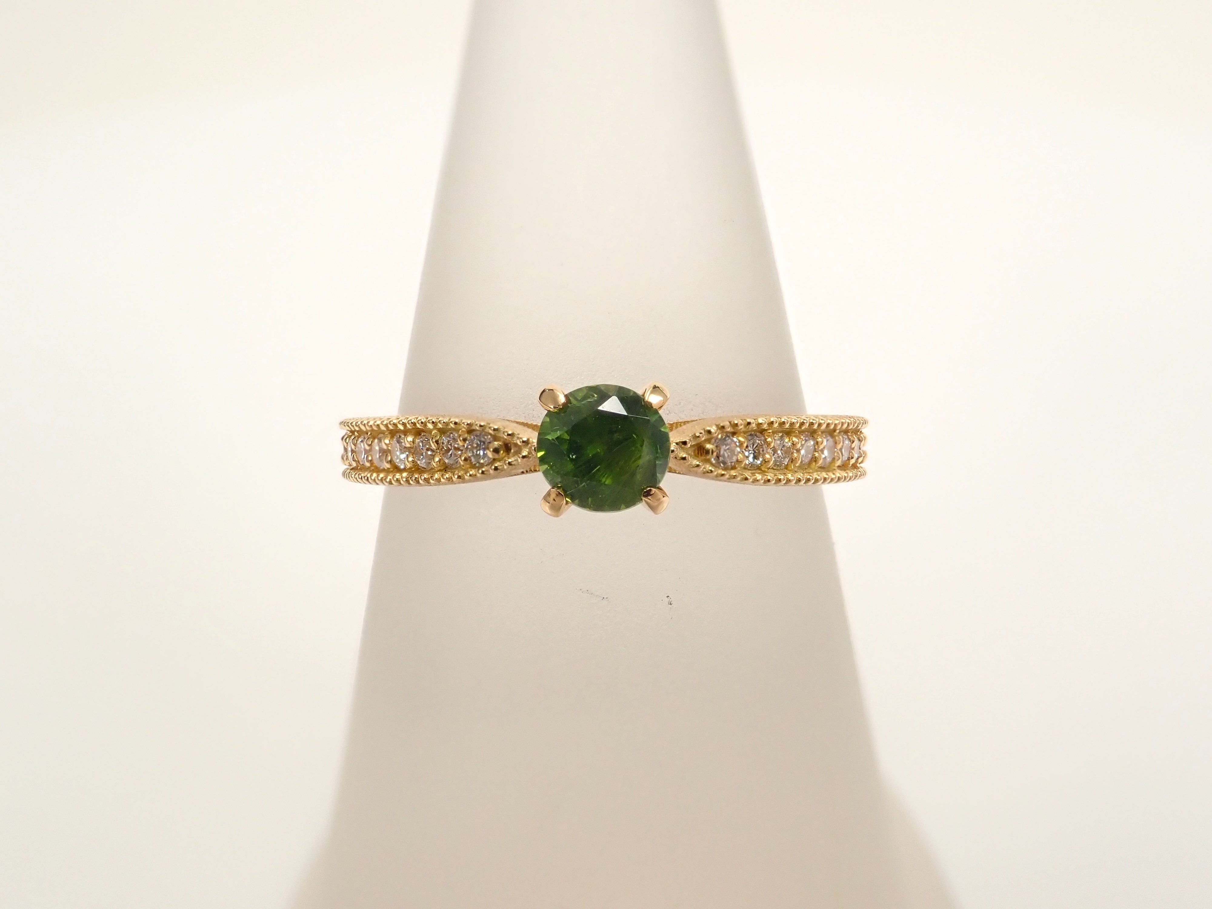 【抽獎活動 0201_07】18K黃金俄羅斯翠榴石(馬尾紋認證)0.382克拉戒指