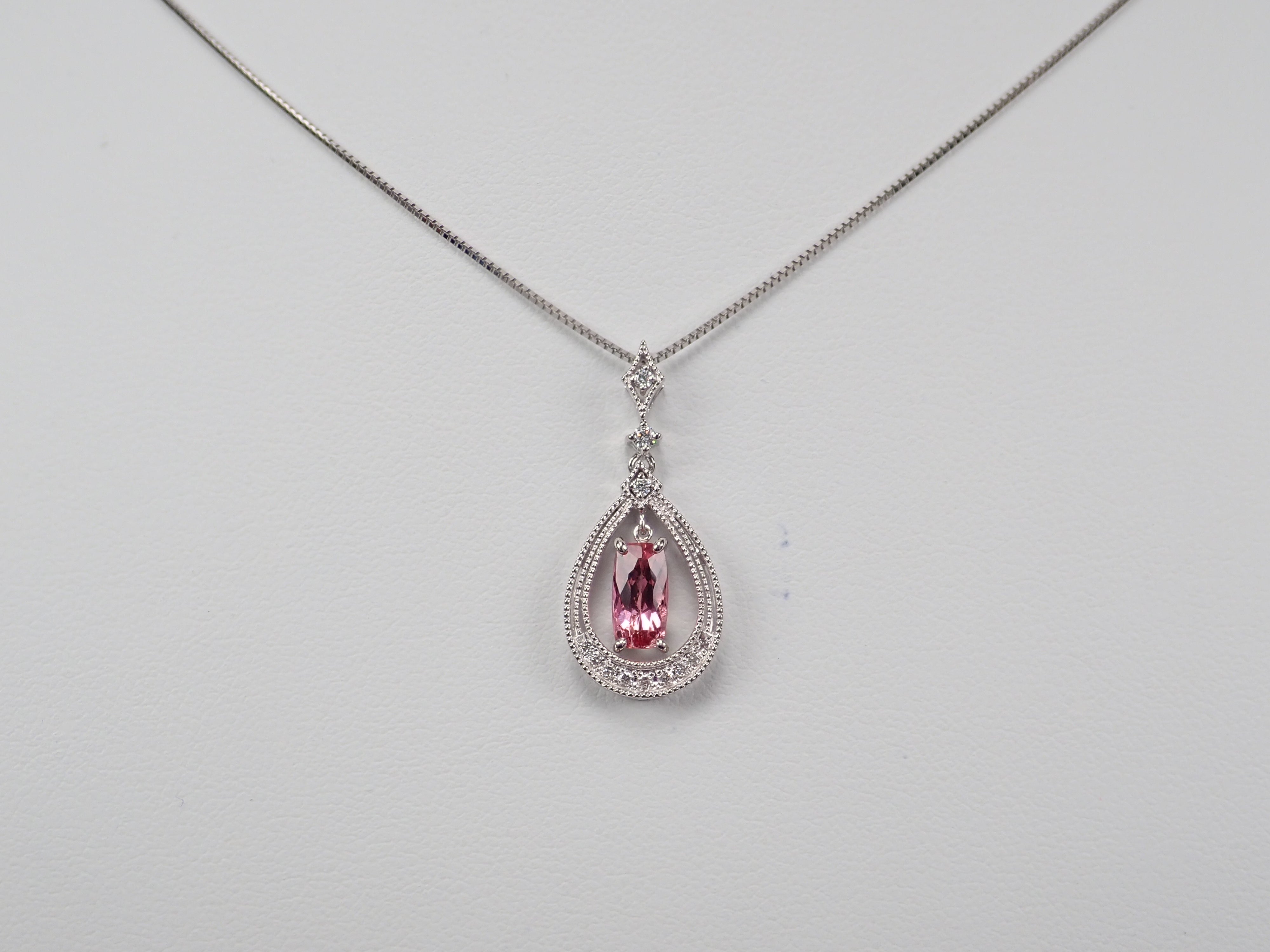 【カラフリ】Pt900/Pt850ピンクインペリアルトパーズ1.04ct ペンダント(ネックレス)
