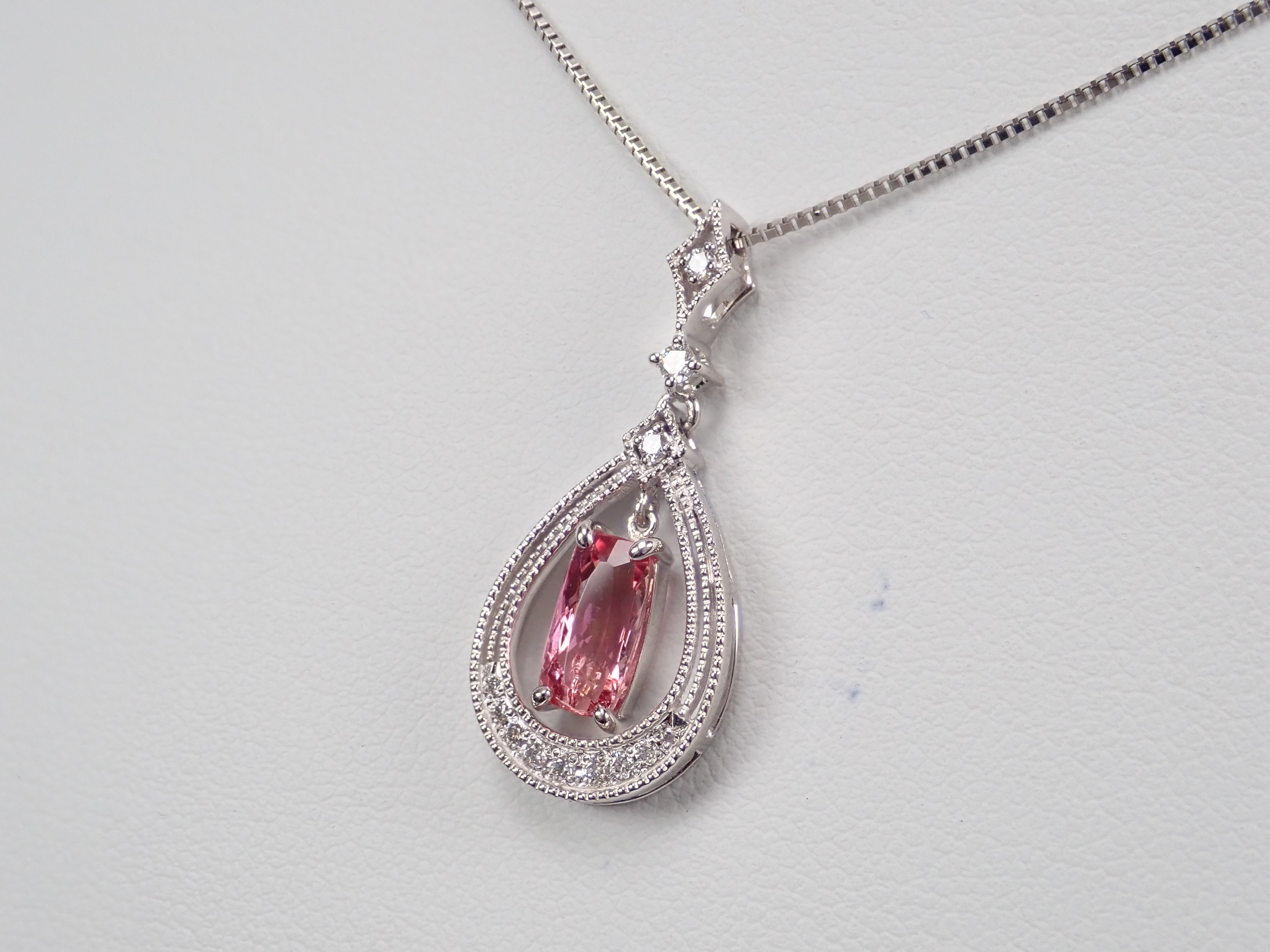 【カラフリ】Pt900/Pt850ピンクインペリアルトパーズ1.04ct ペンダント(ネックレス)
