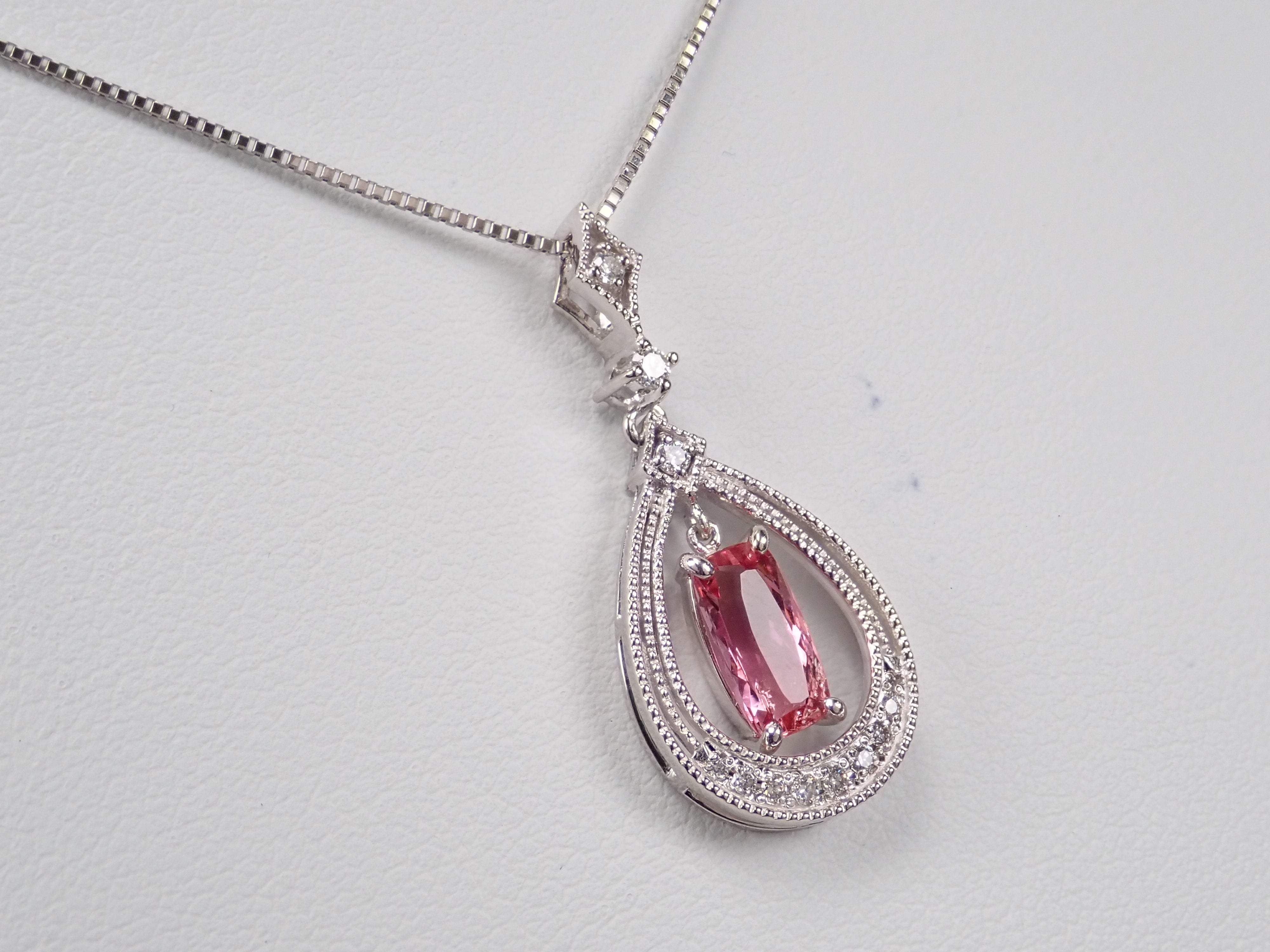 【カラフリ】Pt900/Pt850ピンクインペリアルトパーズ1.04ct ペンダント(ネックレス)