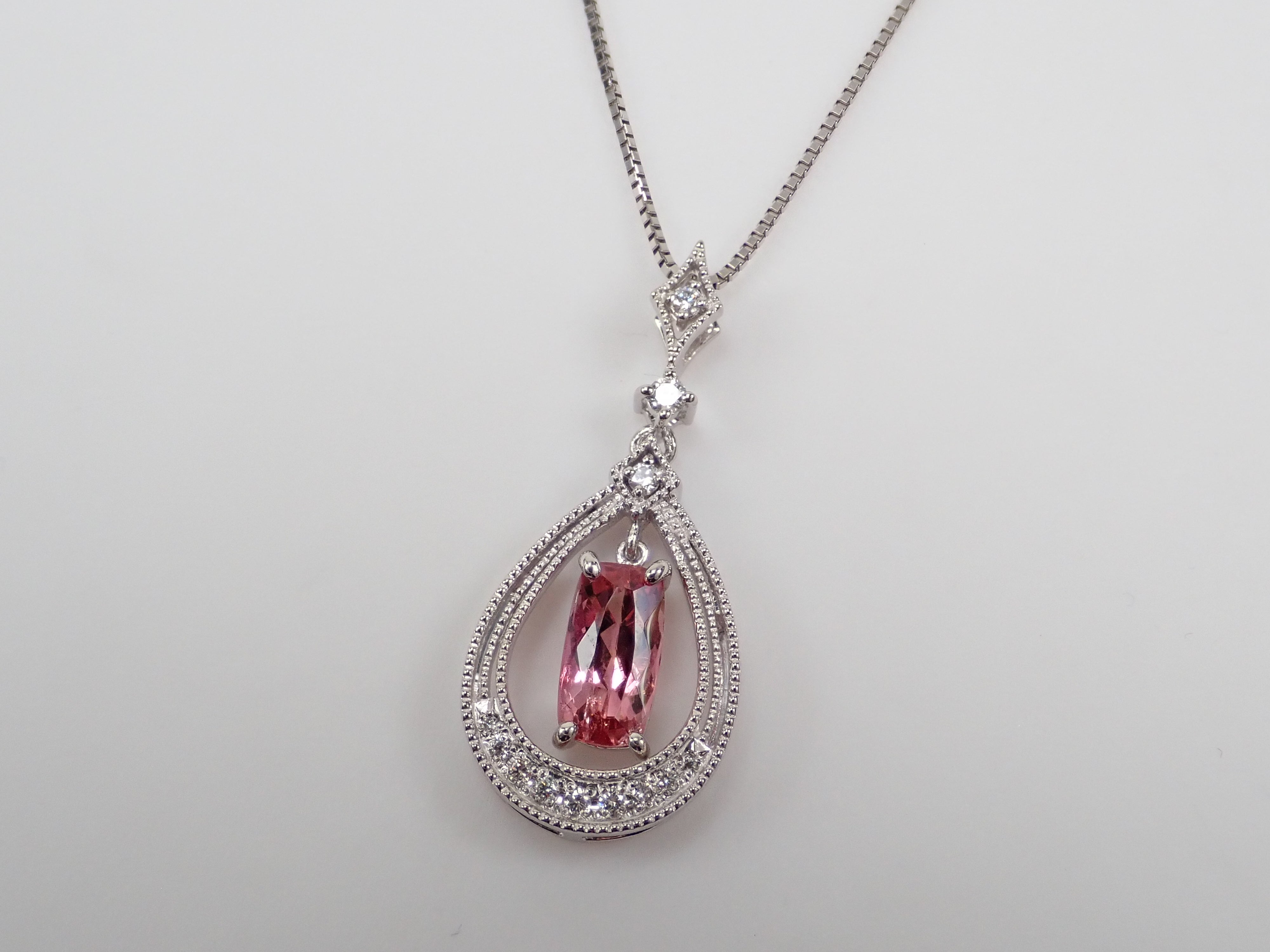 【カラフリ】Pt900/Pt850ピンクインペリアルトパーズ1.04ct ペンダント(ネックレス)