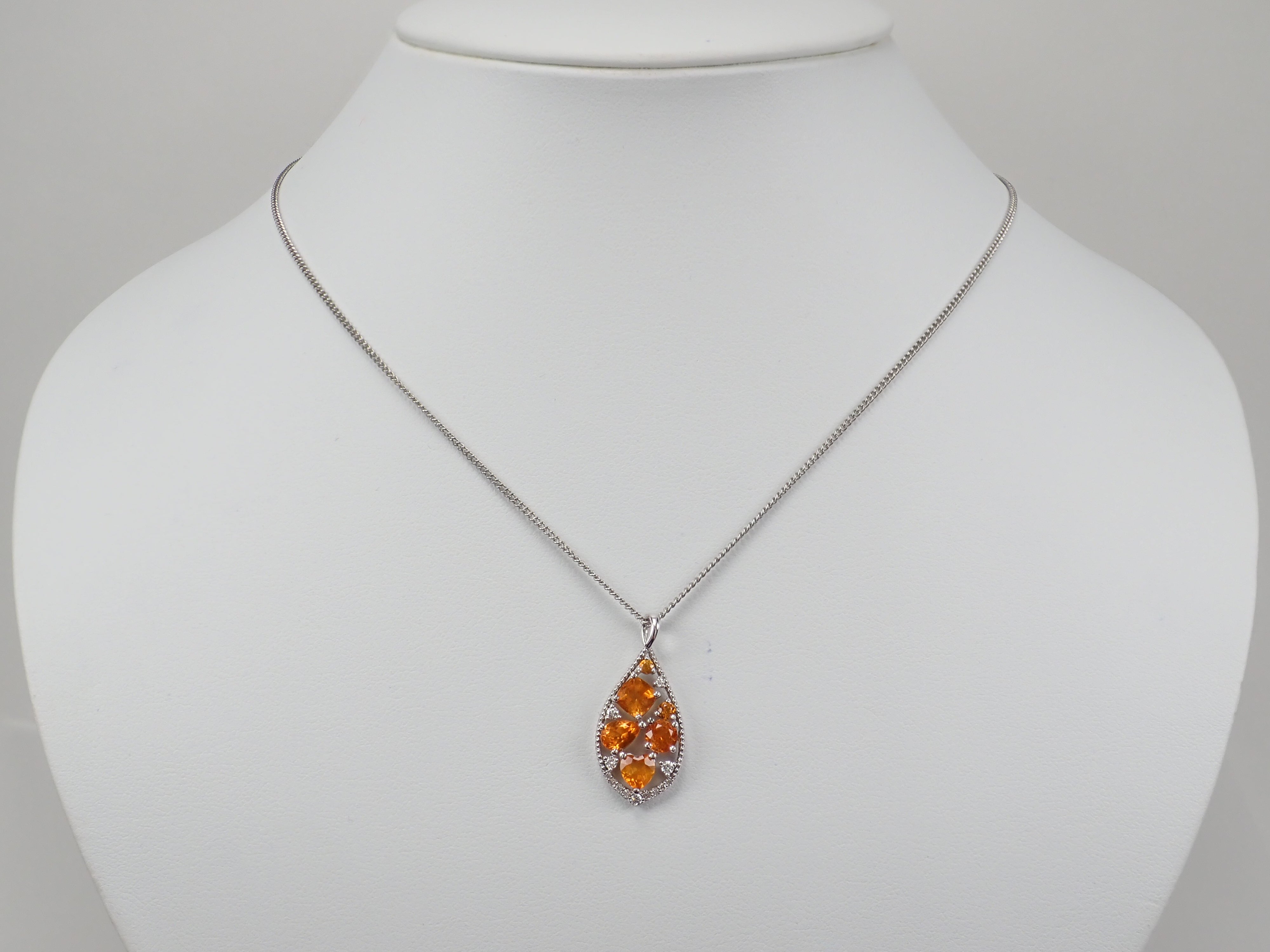 K18WGクリノヒューマイト1.79ct ・ダイヤモンドペンダントトップ(ネックレストップ)