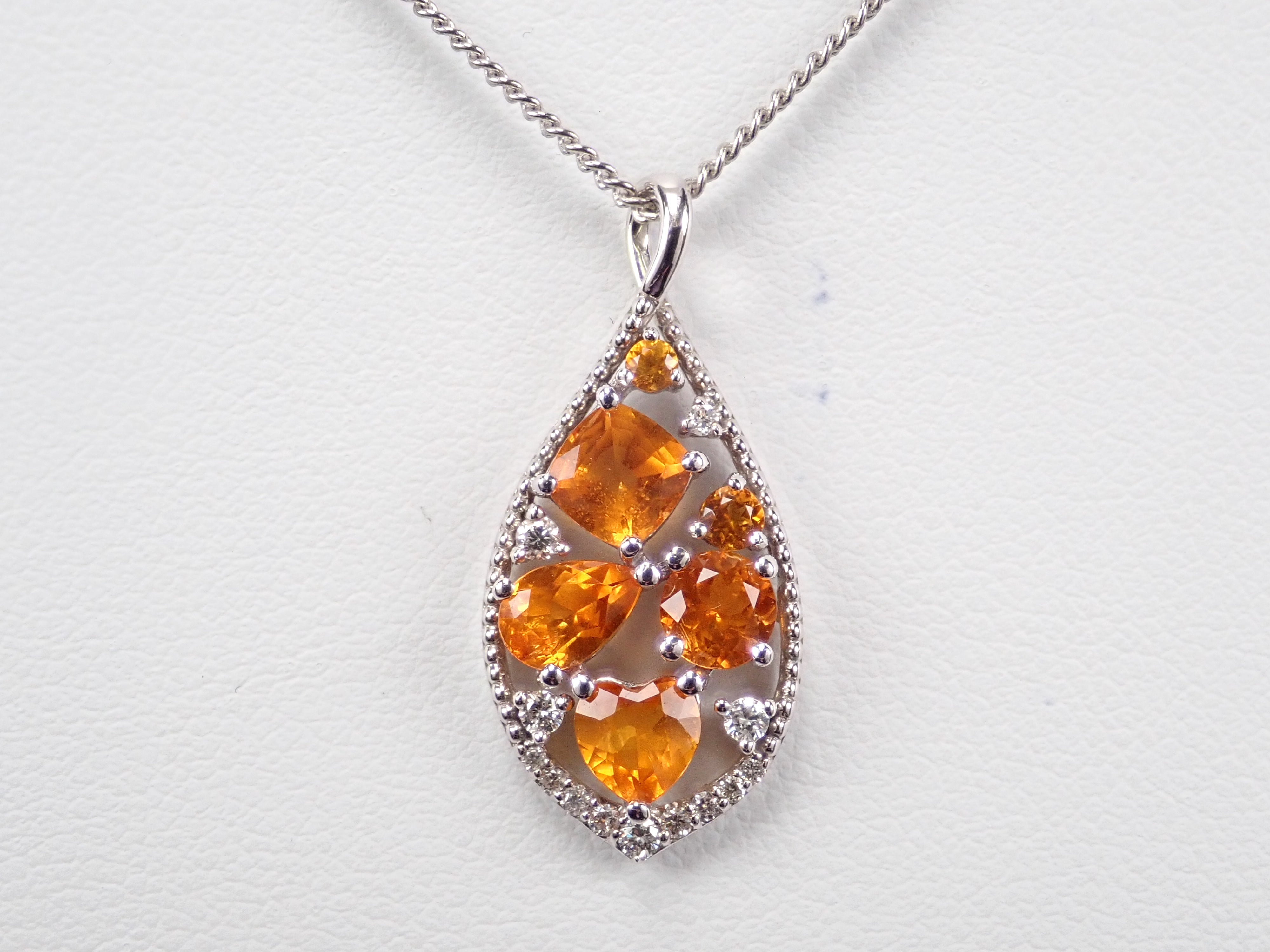 K18WGクリノヒューマイト1.79ct ・ダイヤモンドペンダントトップ(ネックレストップ)