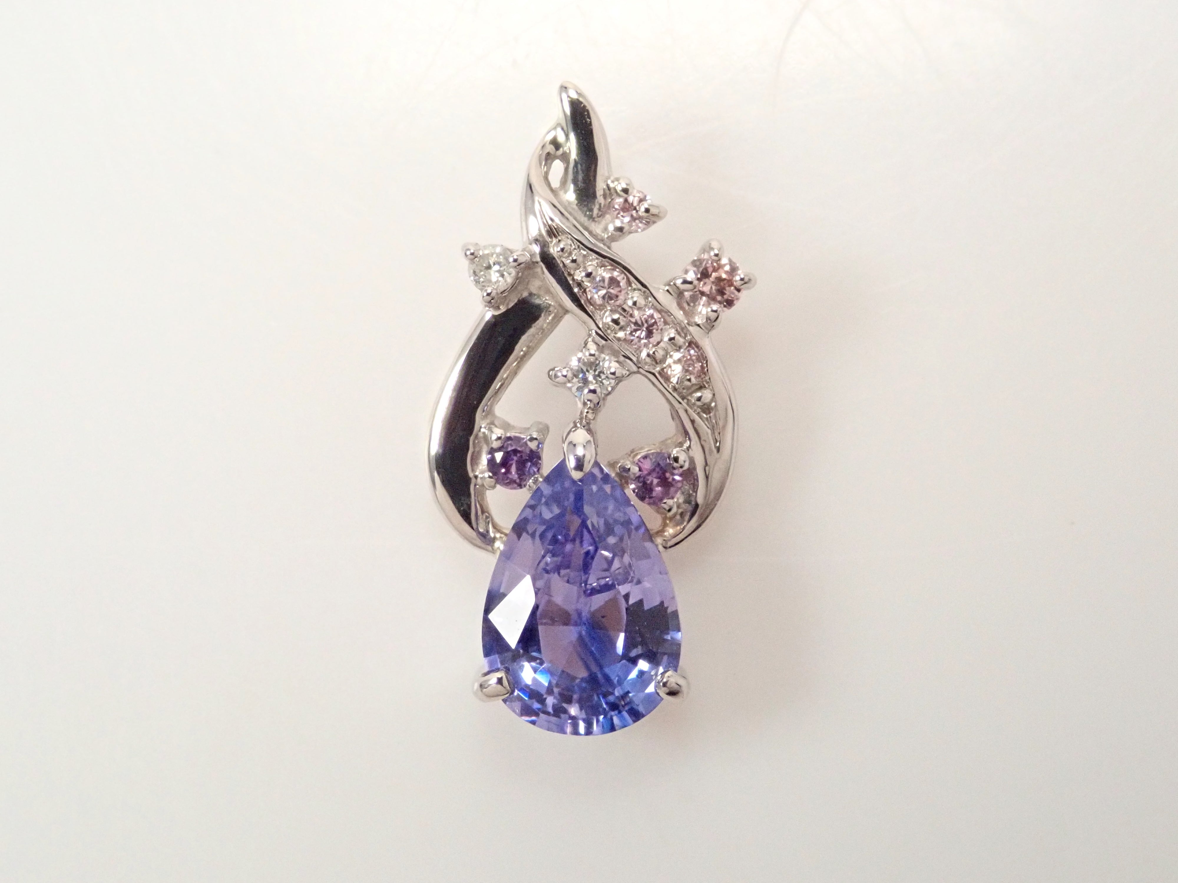 Pt950 バイカラーサファイア ペンダントトップ(ネックレストップ)