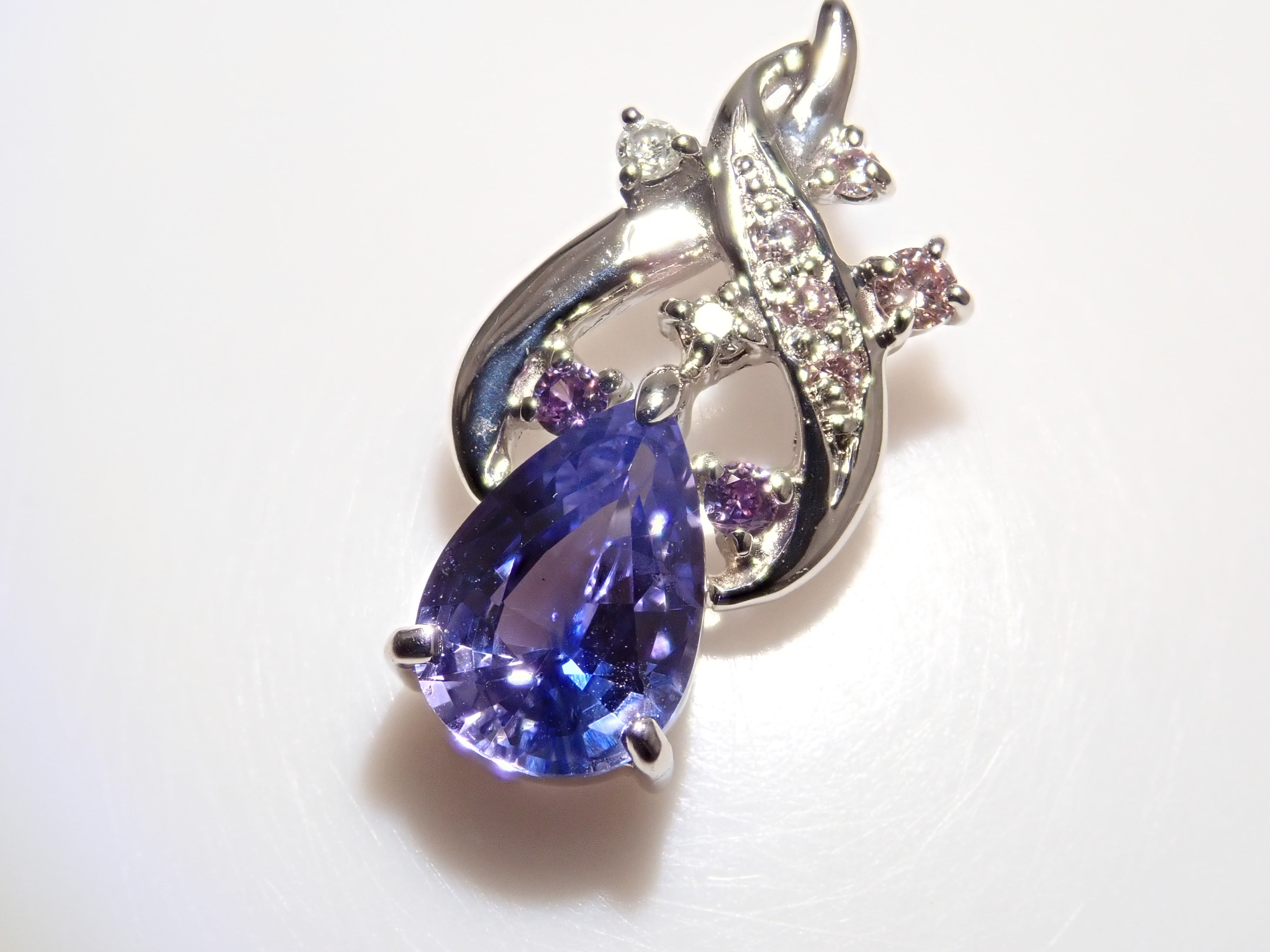 Pt950 バイカラーサファイア ペンダントトップ(ネックレストップ)