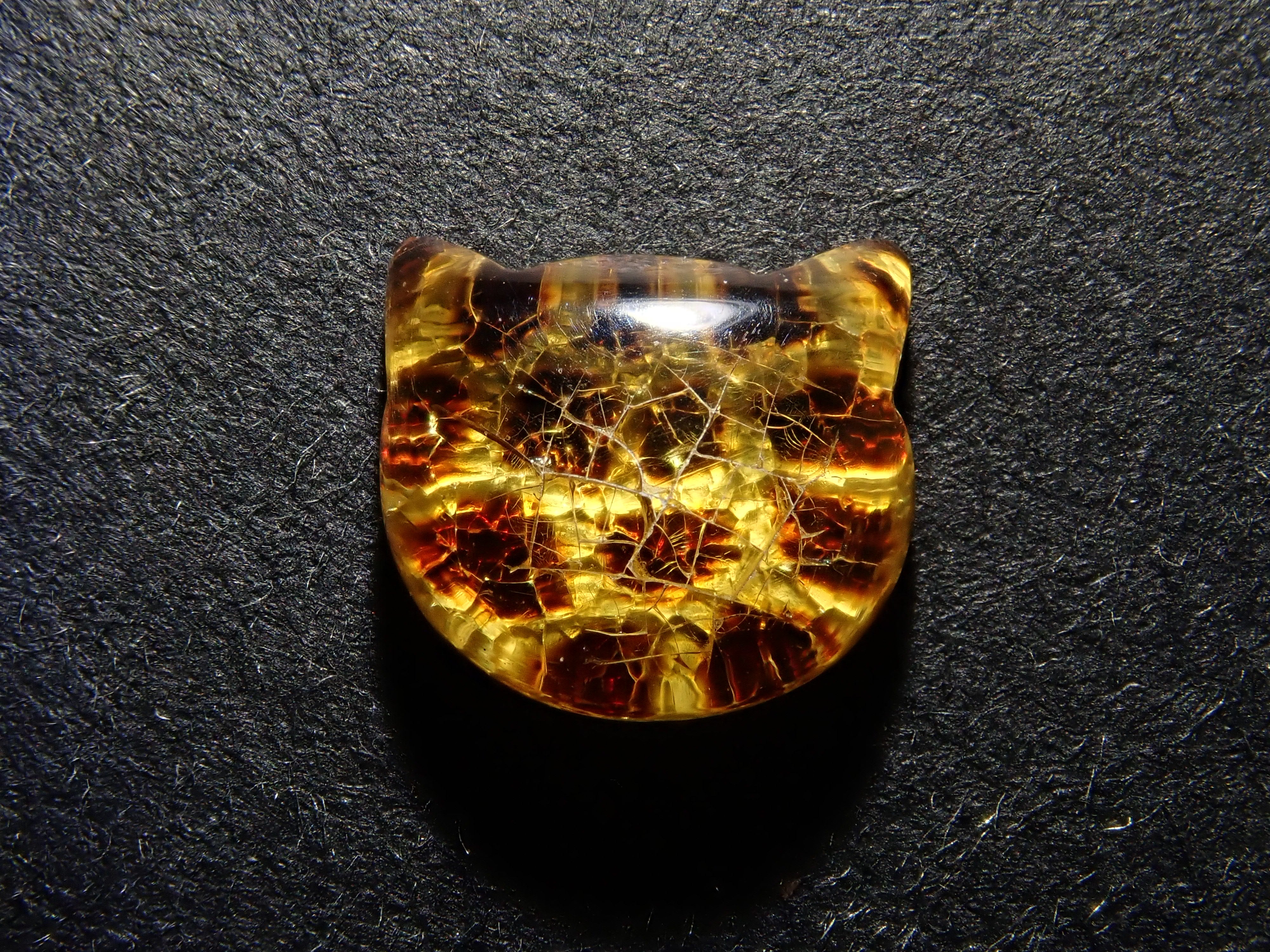 】【猫カット(豹柄)】琥珀 8.0mm/0.664ctルース