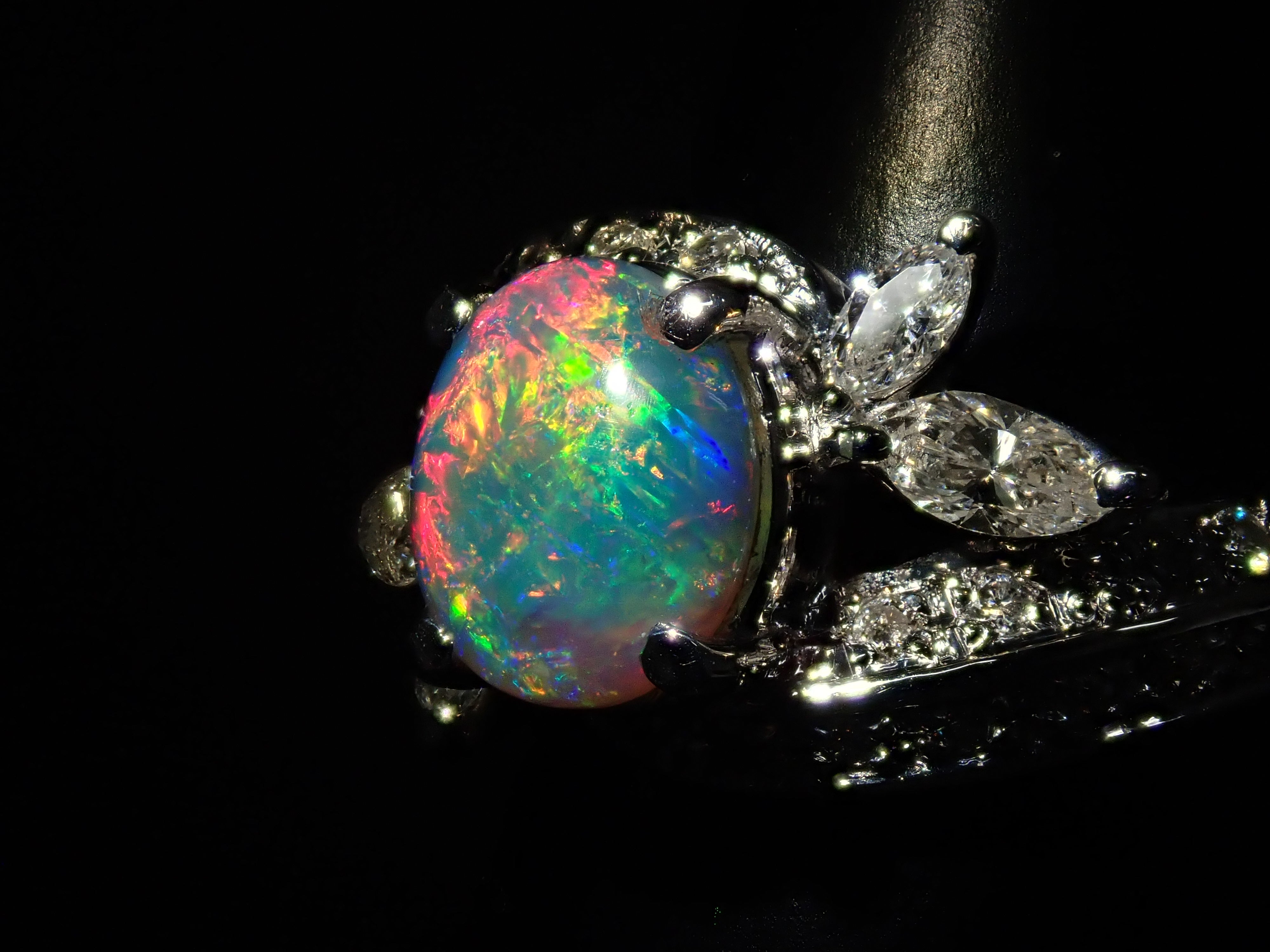 【22602547掲載】【カラフリ】Pt900 ブラックオパール 1.24ct リング