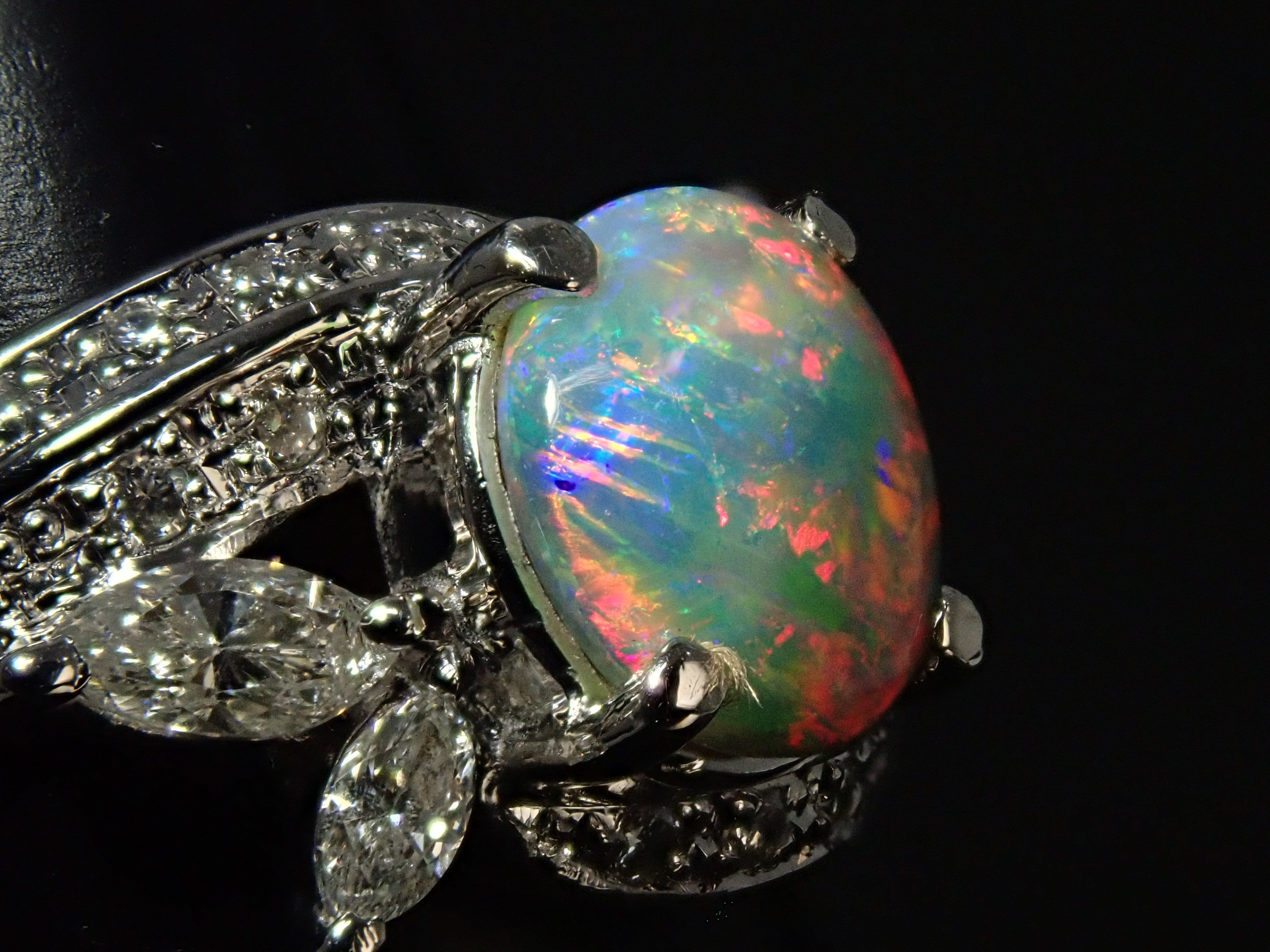 【22602547掲載】【カラフリ】Pt900 ブラックオパール 1.24ct リング