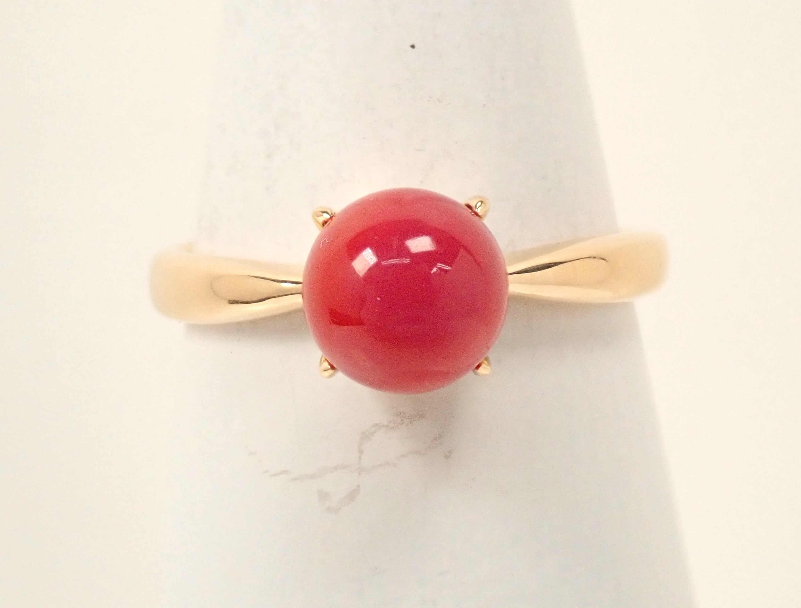 【4/18 22點開賣】【繽紛系列】K18 阿卡紅珊瑚 7.0mm 戒指 附鑑定書