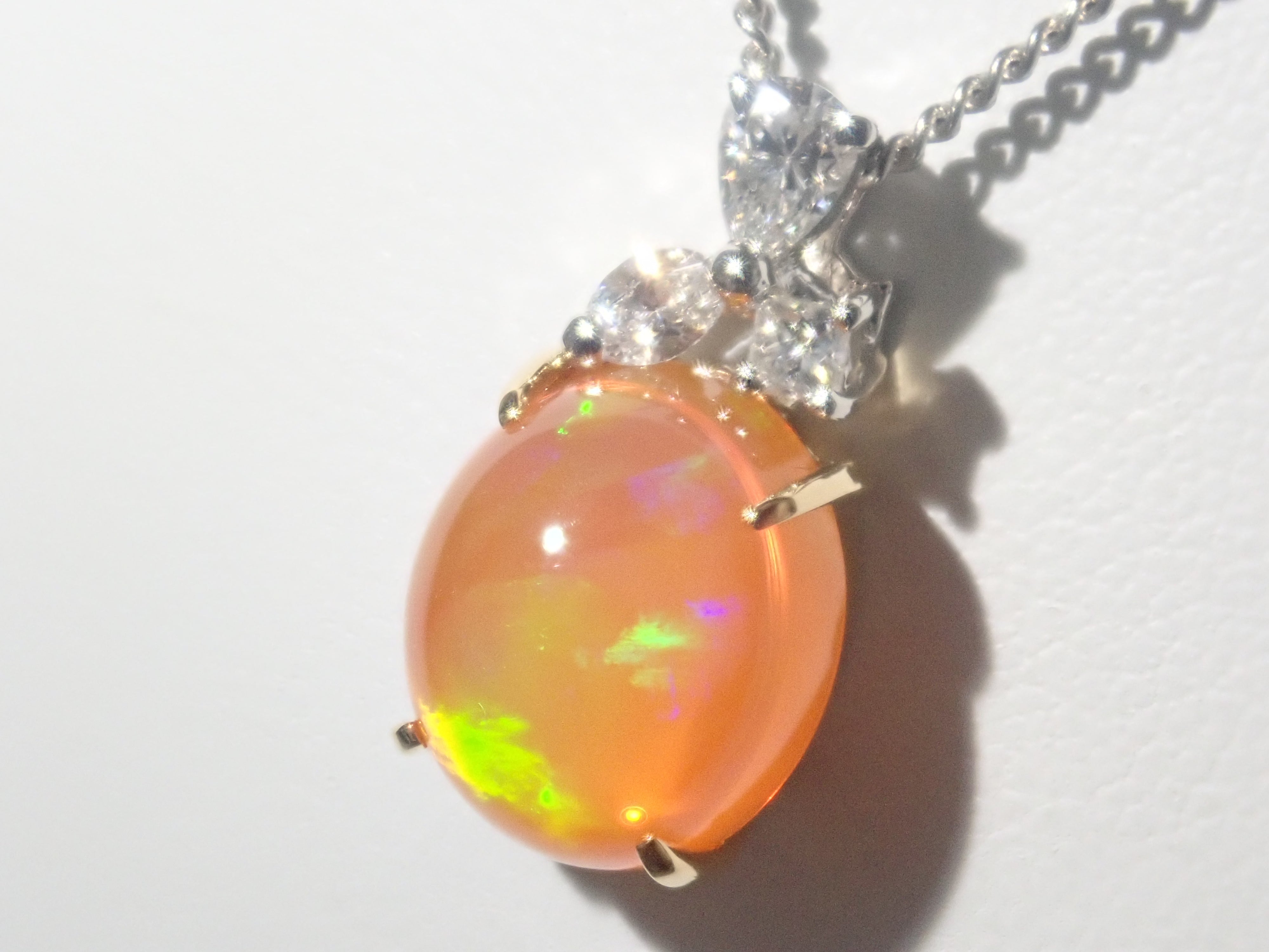 【22602569掲載】【カラフリ】Pt900/K18 合成オパール 3.25ct ペンダントトップ(ネックレストップ)