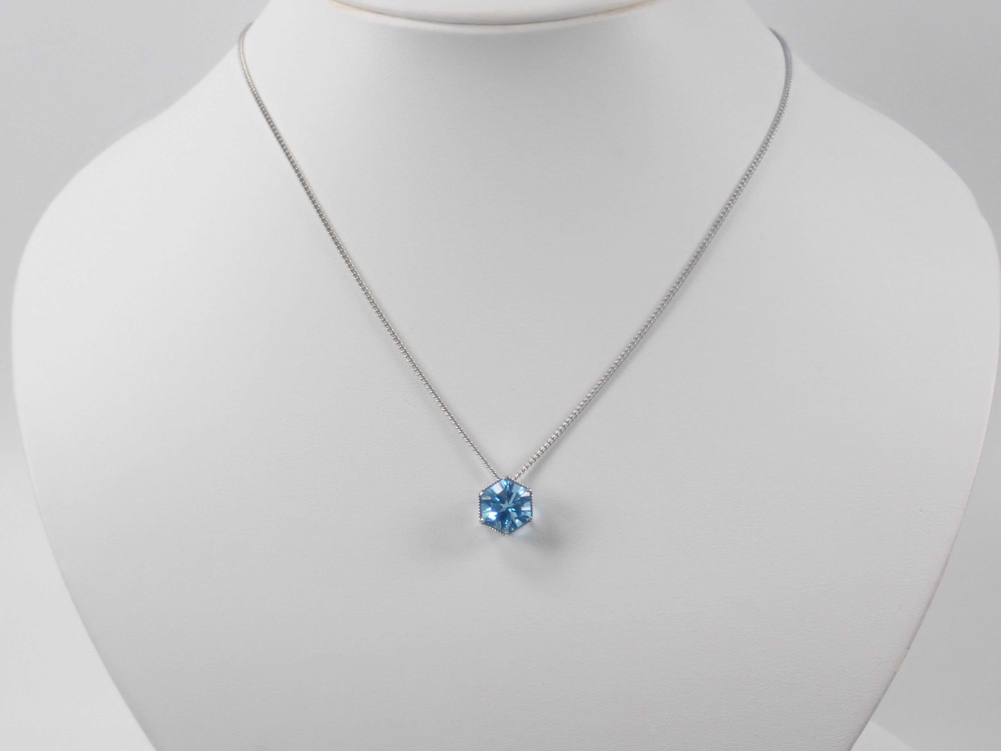 【22602571掲載】【カラフリ】Pt950 スイスブルートパーズ 3.5ct ペンダントトップ(ネックレストップ)
