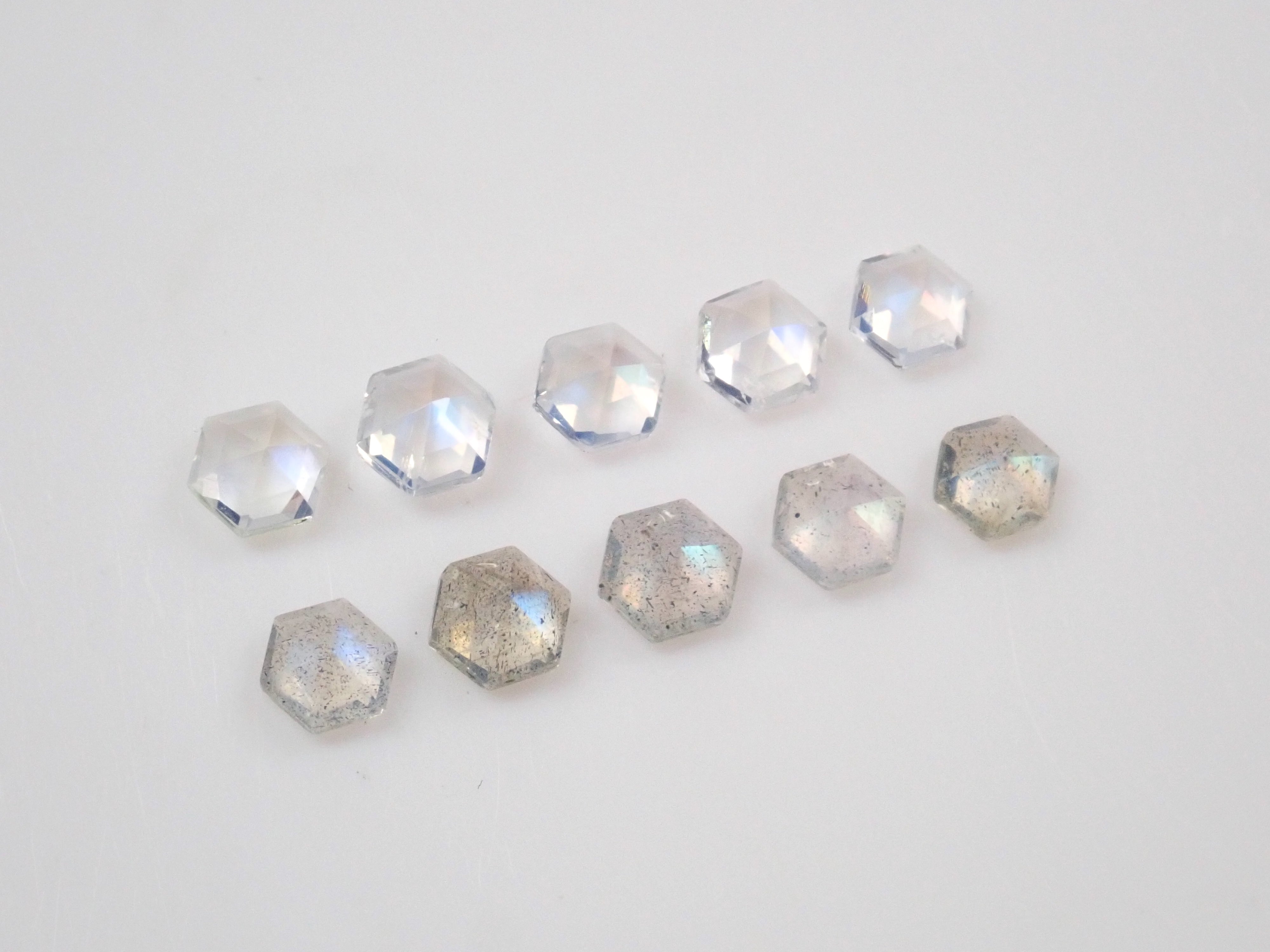 Limited to 23 stones: Labradorite & Andesine Labradorite 2-stone set (Hexagonal cut, 3mm) Multiple purchase discounts available
