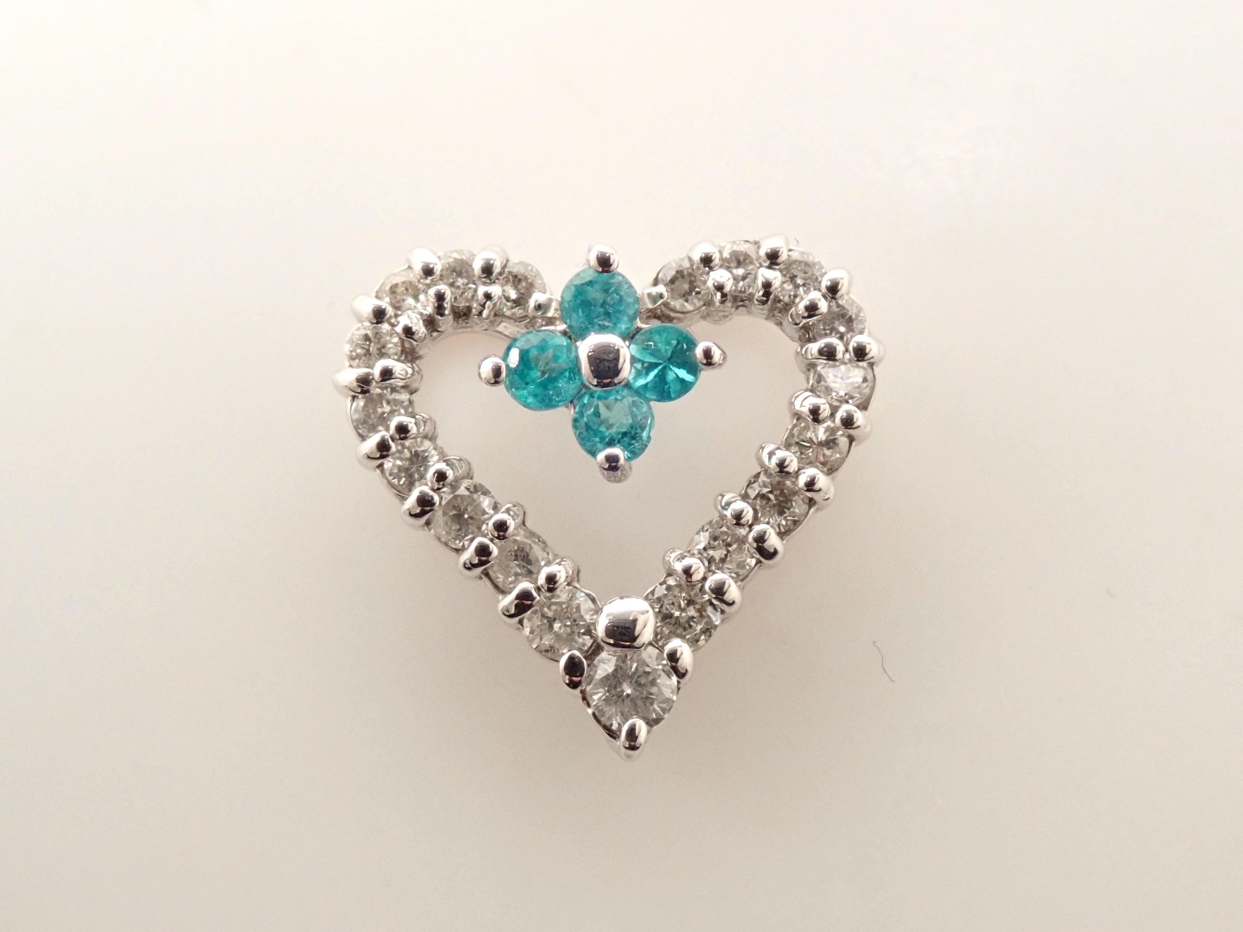【5/26 22時販売】【カラフリ】Pt900 ブラジル産パライバトルマリン 0.06ct・ダイヤモンド0.18ctペンダントトップ(CuO:2.6%,MnO:3.5%)