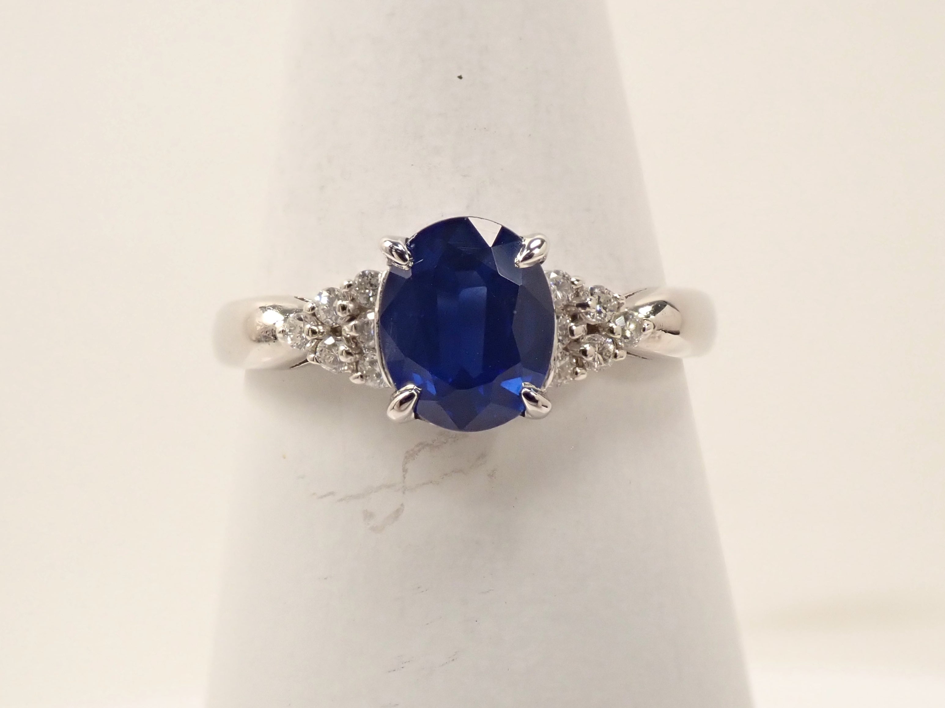 【6/12 22時販売】【カラフリ】Pt900 タイ産サファイア 1.33ct・ダイヤモンド0.12ctリング GIA