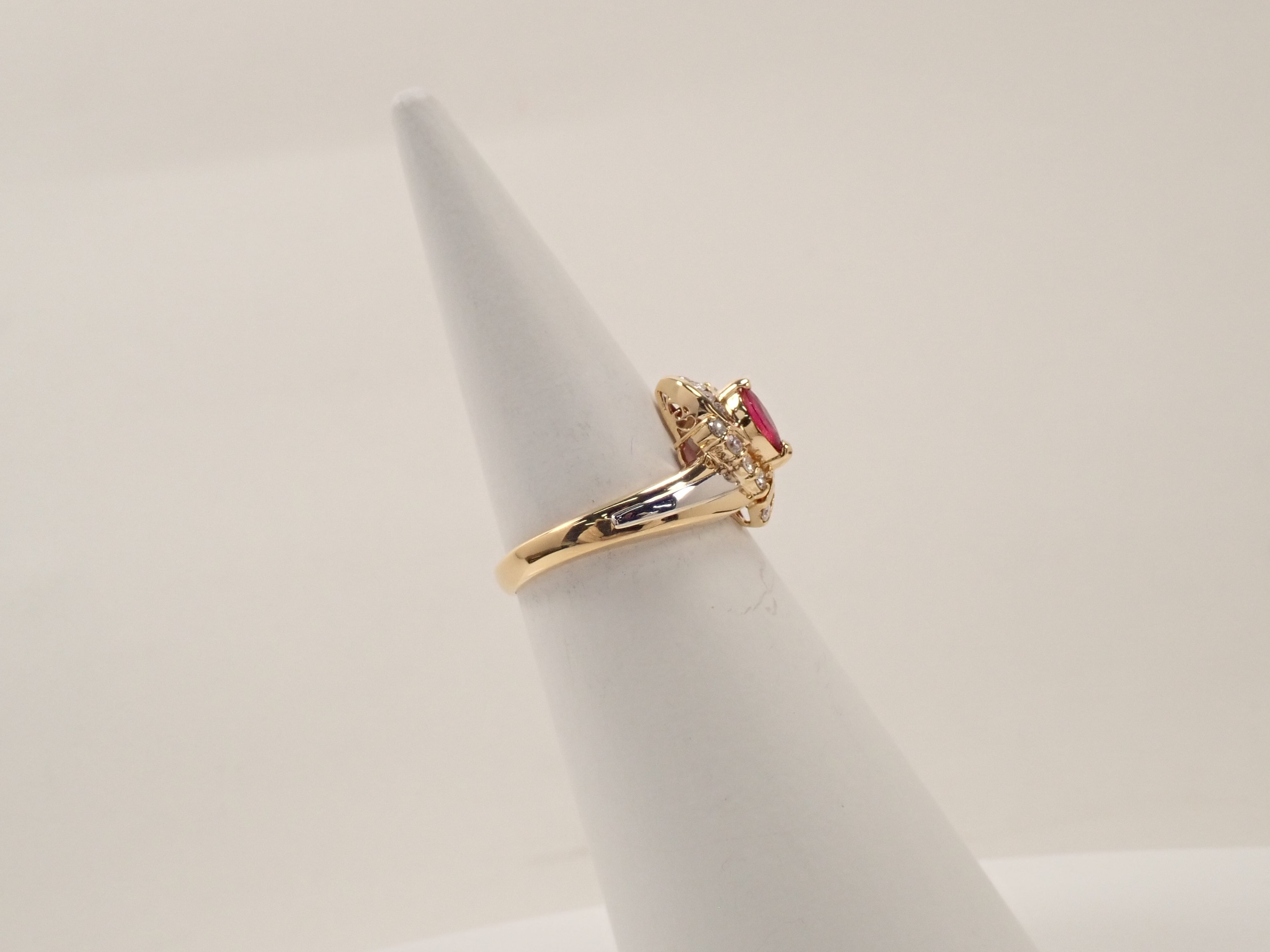 【6/22 22時販売】【カラフリ】Pt900/K18 ルビー 0.28ct・ダイヤモンド0.20ct リング 鑑別書