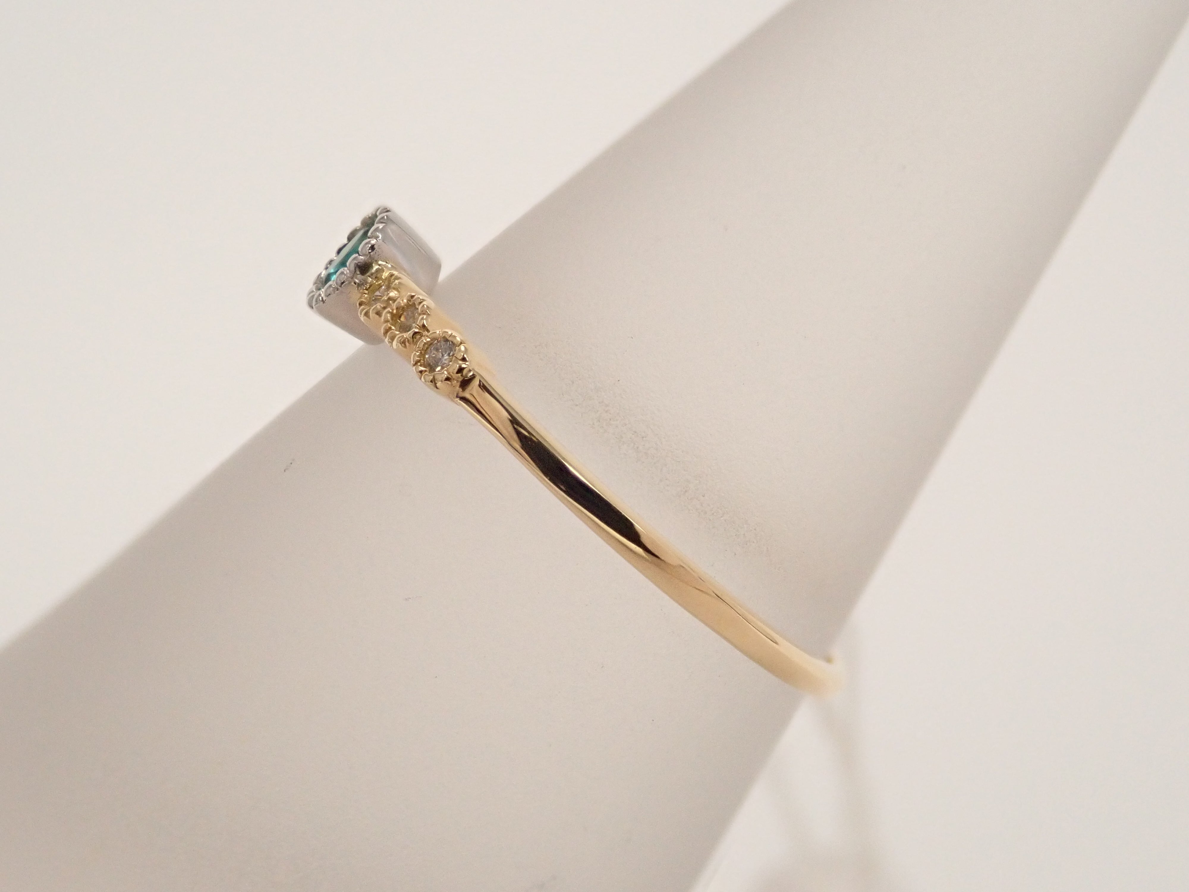 【22602592掲載】K18/Pt950 ブラジル産パライバトルマリン 0.045ct リング