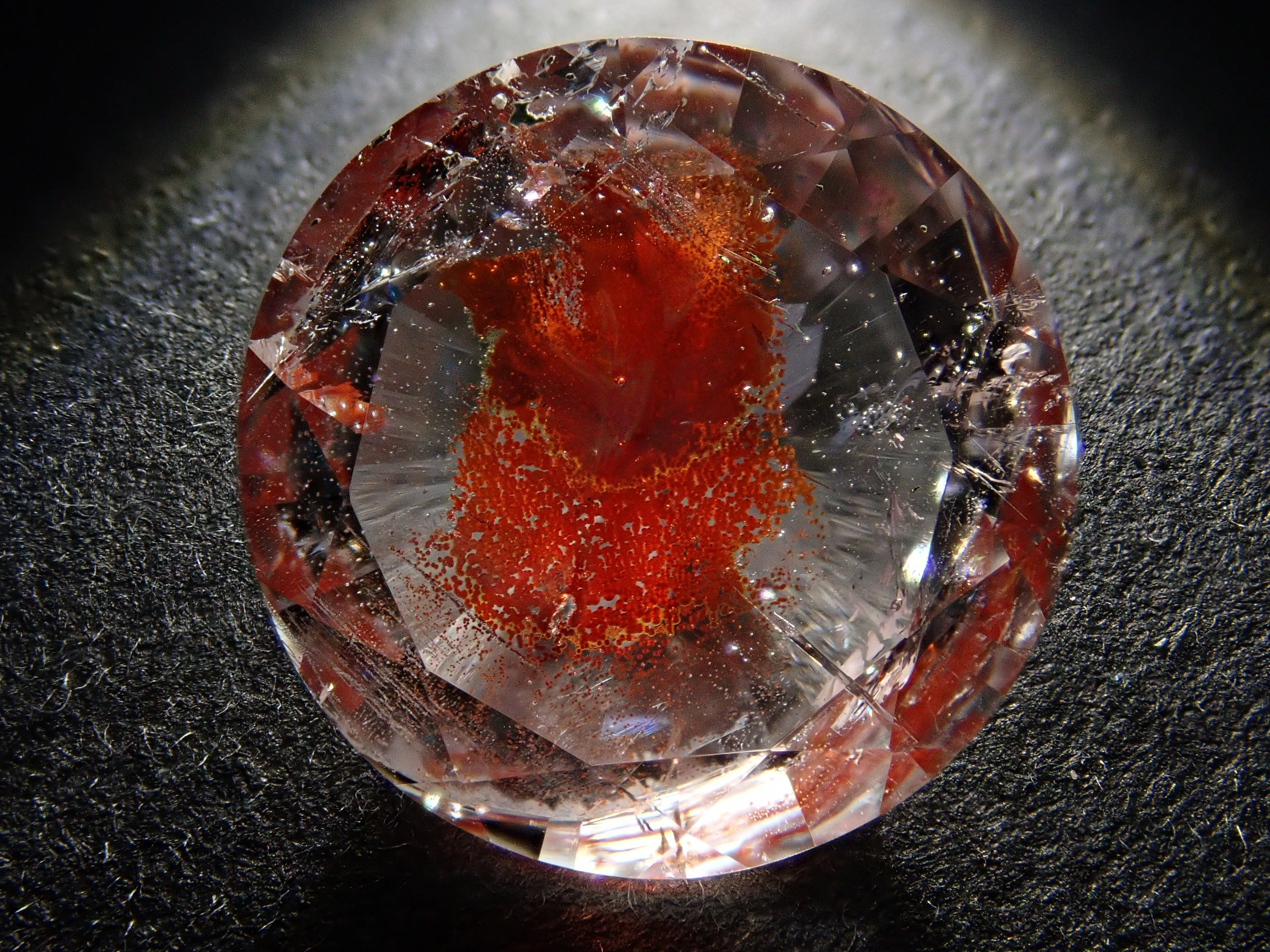 【さくらインカット】ブラジル産ライモナイトインクォーツ(オーロラクォーツ) 11.3mm/3.760ct《コラボ》ルース ワッペン