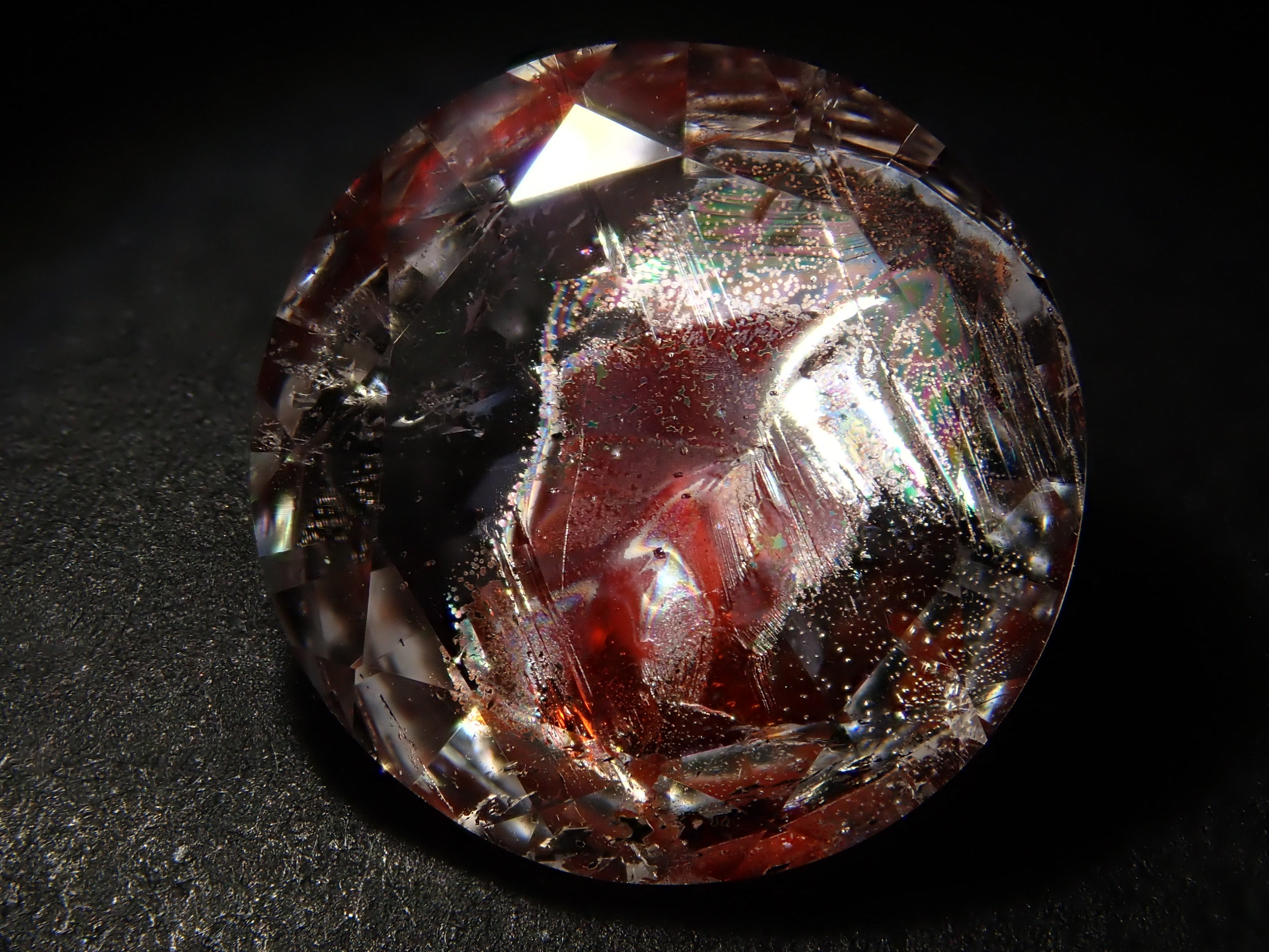 【さくらインカット】ブラジル産ライモナイトインクォーツ(オーロラクォーツ) 11.3mm/3.760ct《コラボ》ルース ワッペン