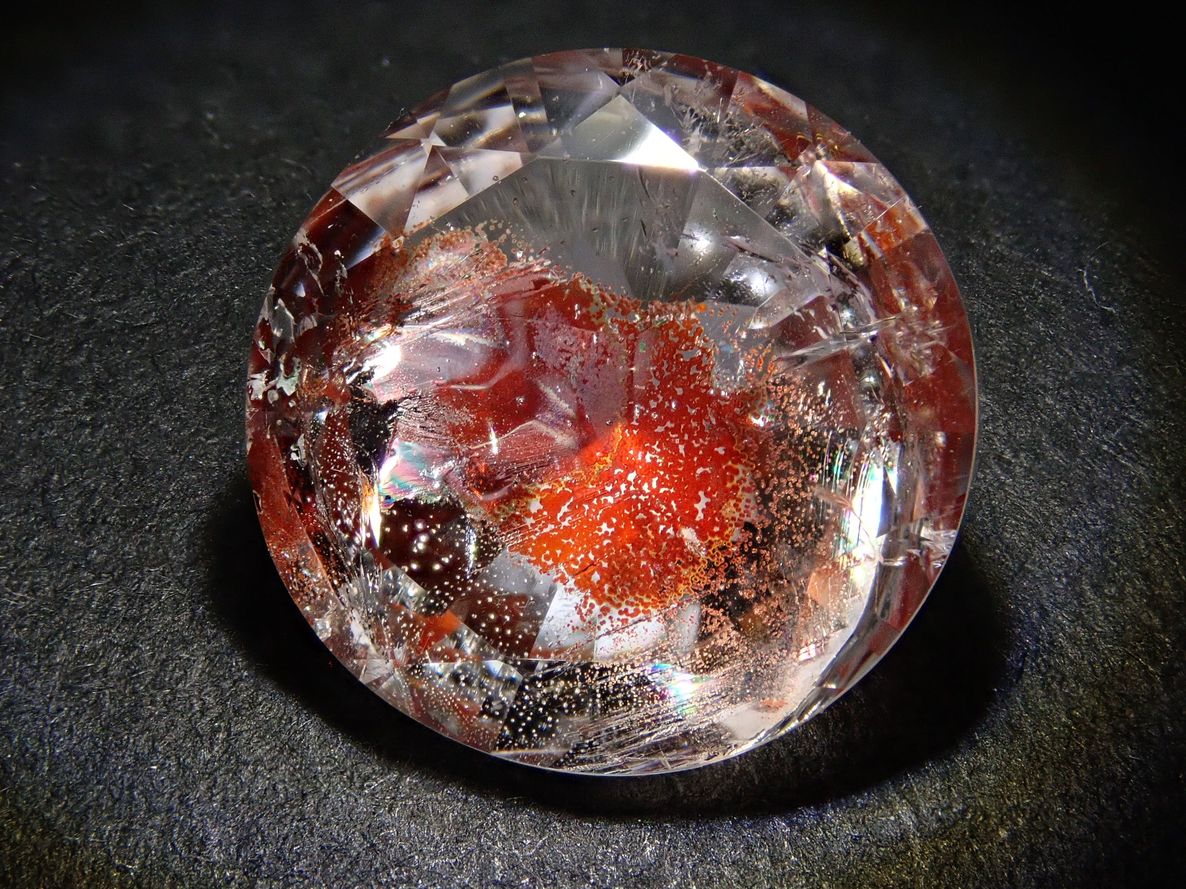 【さくらインカット】ブラジル産ライモナイトインクォーツ(オーロラクォーツ) 11.3mm/3.760ct《コラボ》ルース ワッペン