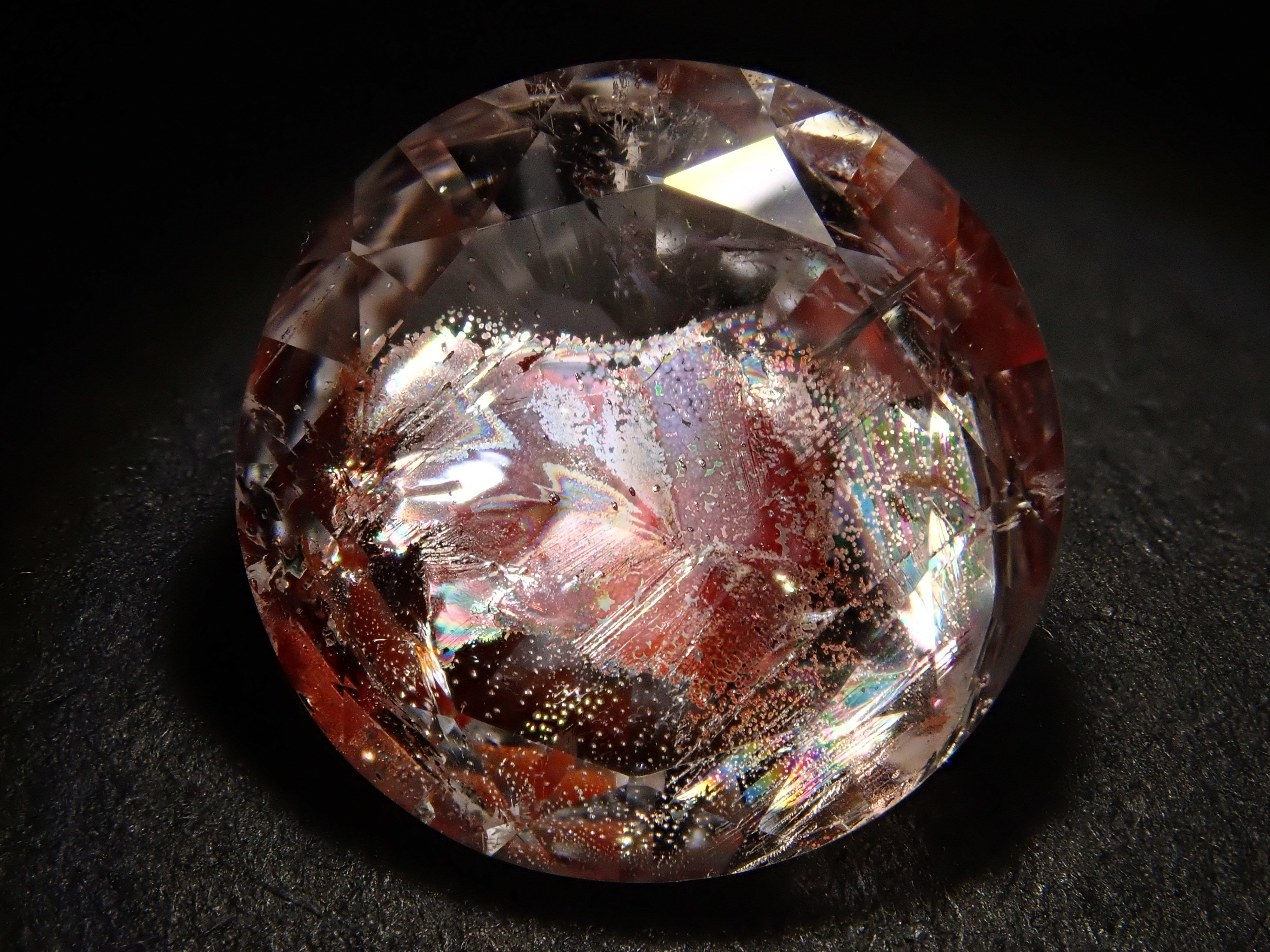 【さくらインカット】ブラジル産ライモナイトインクォーツ(オーロラクォーツ) 11.3mm/3.760ct《コラボ》ルース ワッペン