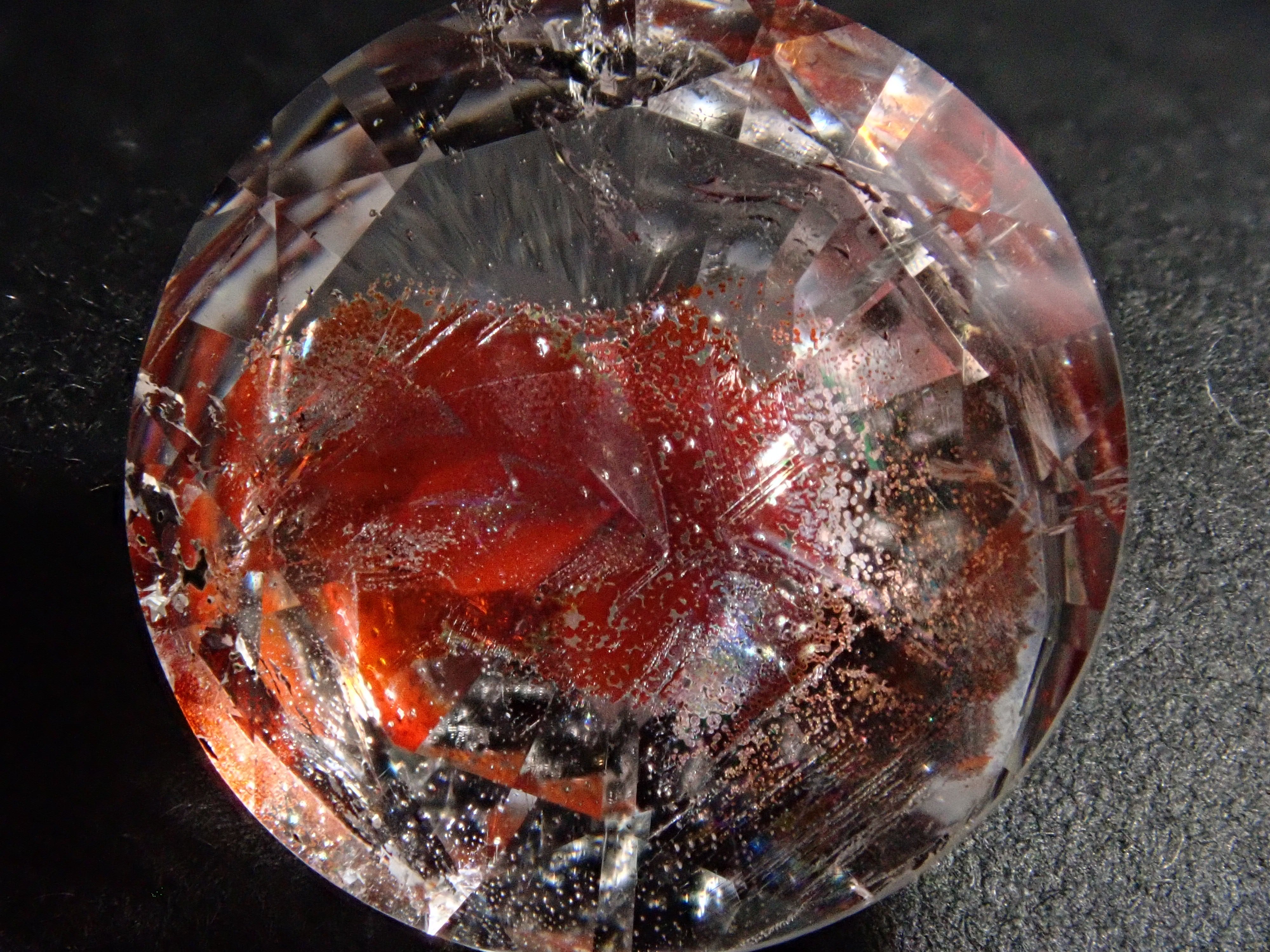 【さくらインカット】ブラジル産ライモナイトインクォーツ(オーロラクォーツ) 11.3mm/3.760ct《コラボ》ルース ワッペン