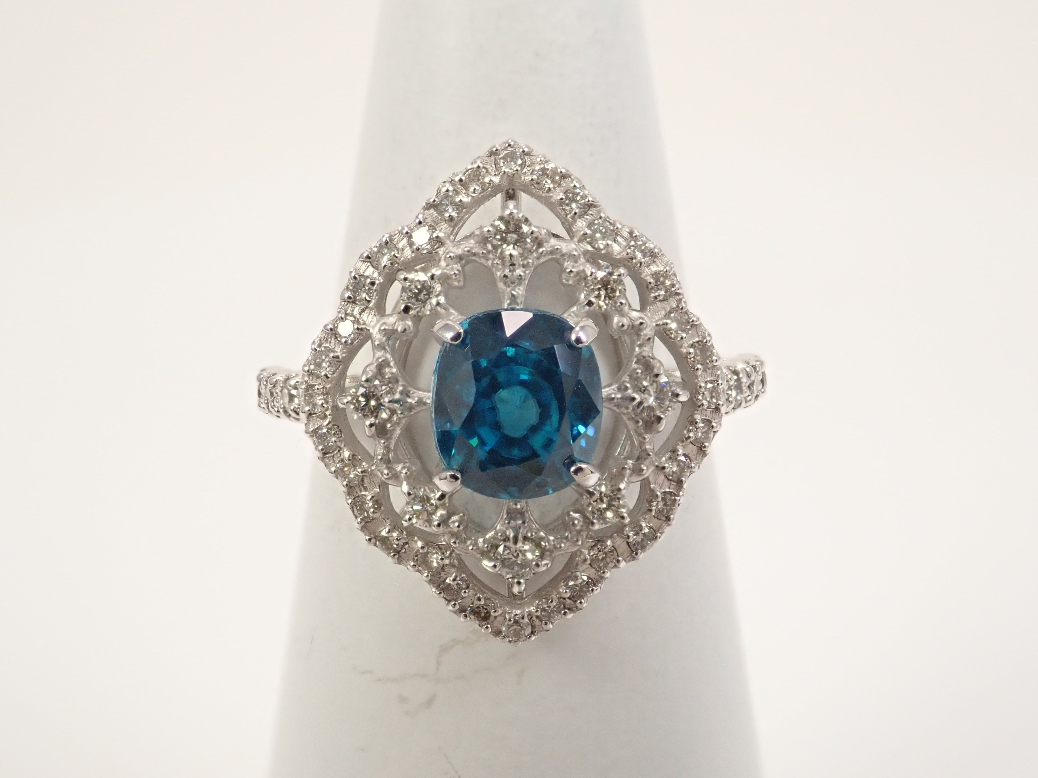 【22602664刊登】Pt900 藍色鋯石(Ratanakiri Blue)2.22ct 戒指