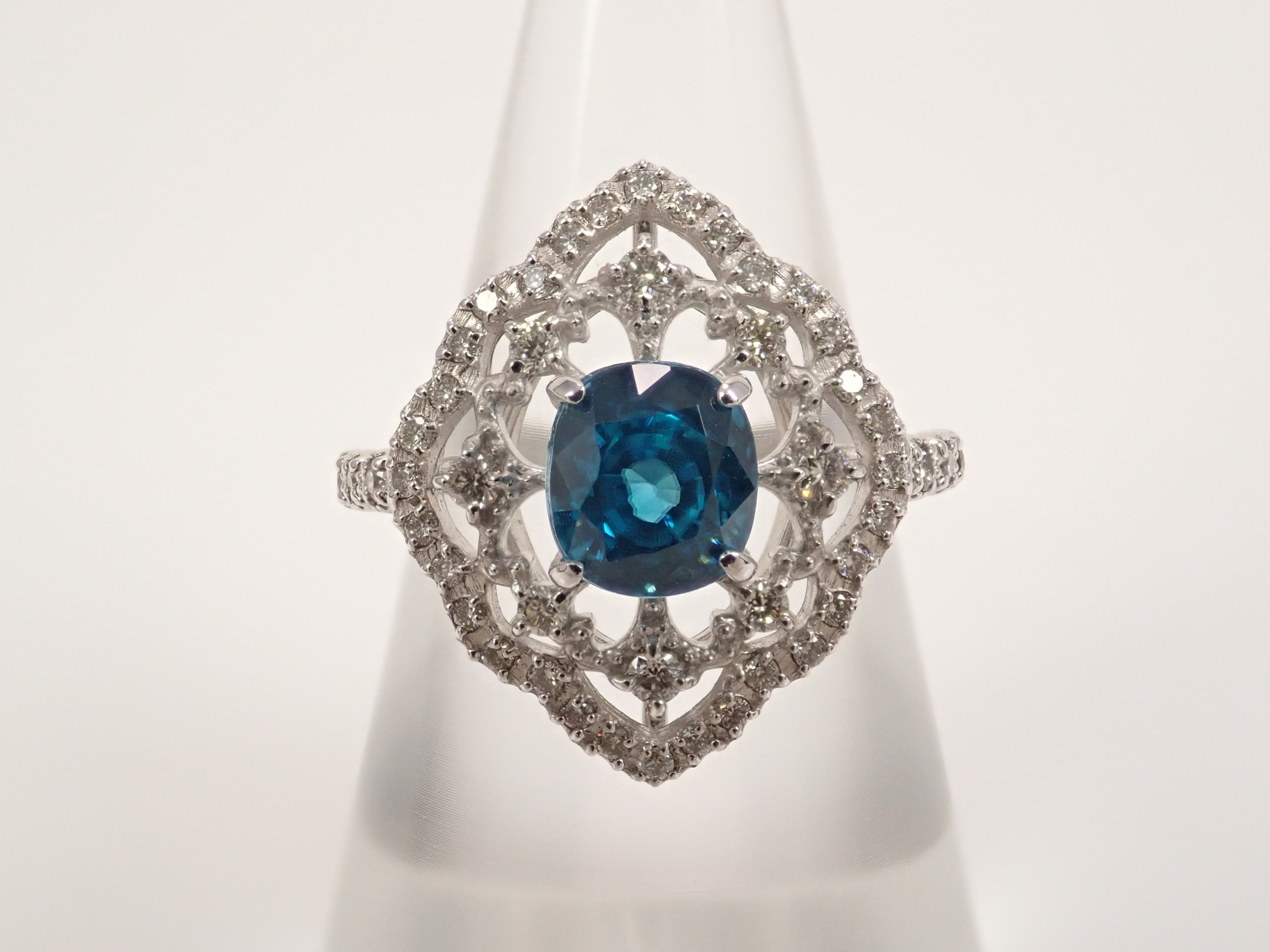 【22602664刊登】Pt900 藍色鋯石(Ratanakiri Blue)2.22ct 戒指